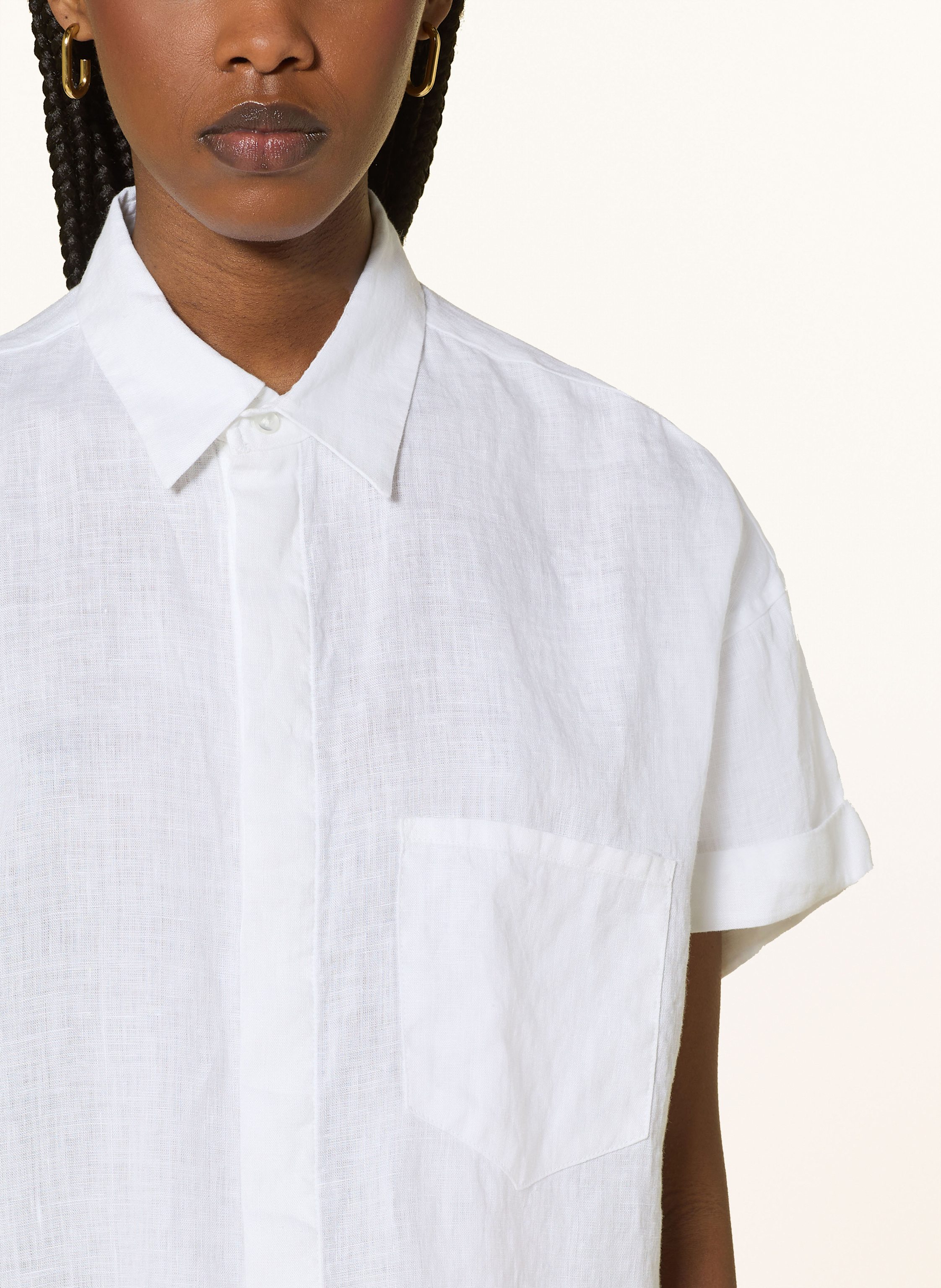 Thumbnail - Mrs & Hugs Oversized-Hemdbluse Aus Leinen weiss