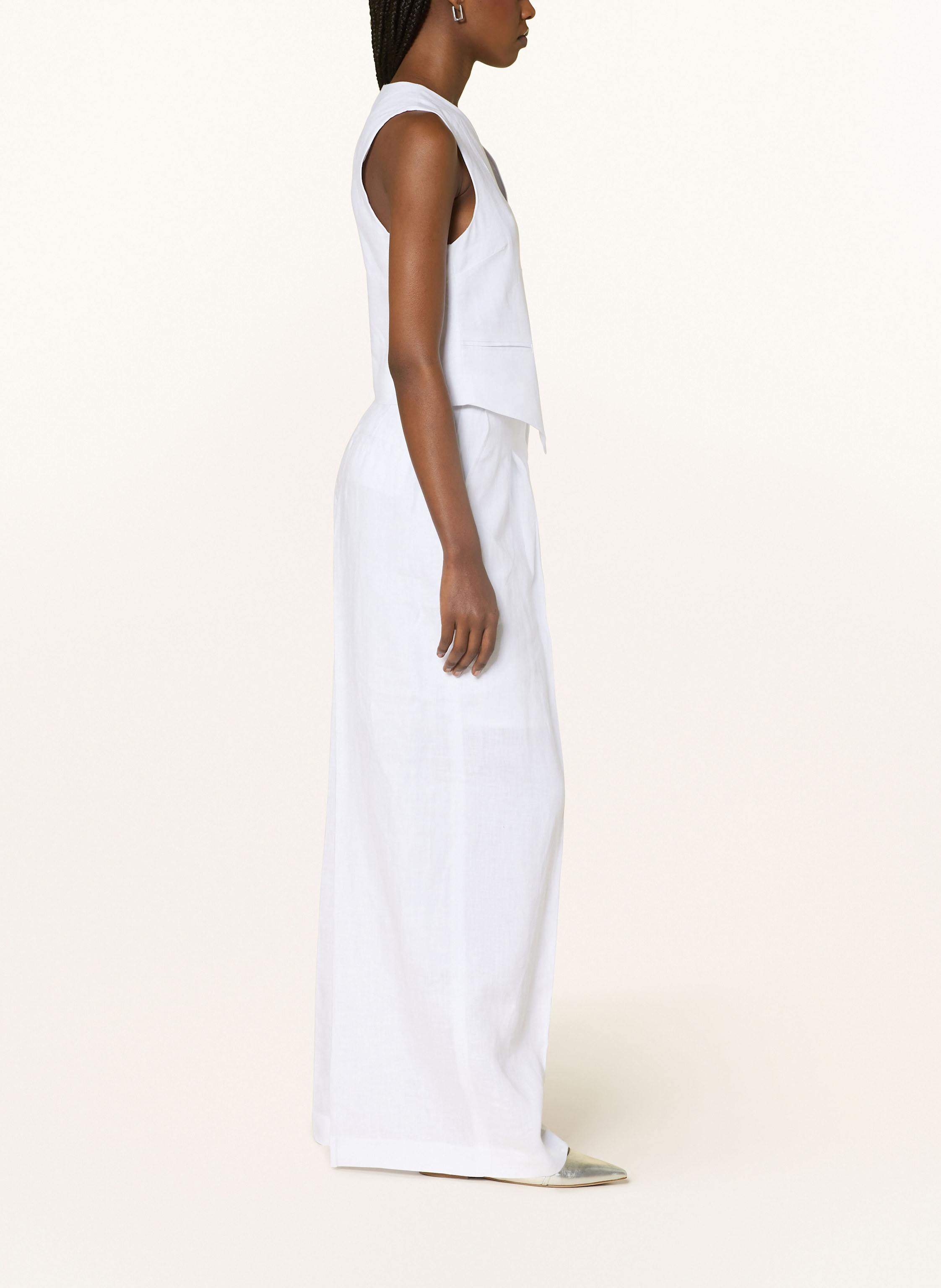 Thumbnail - Mrs & Hugs Marlenehose Aus Leinen weiss