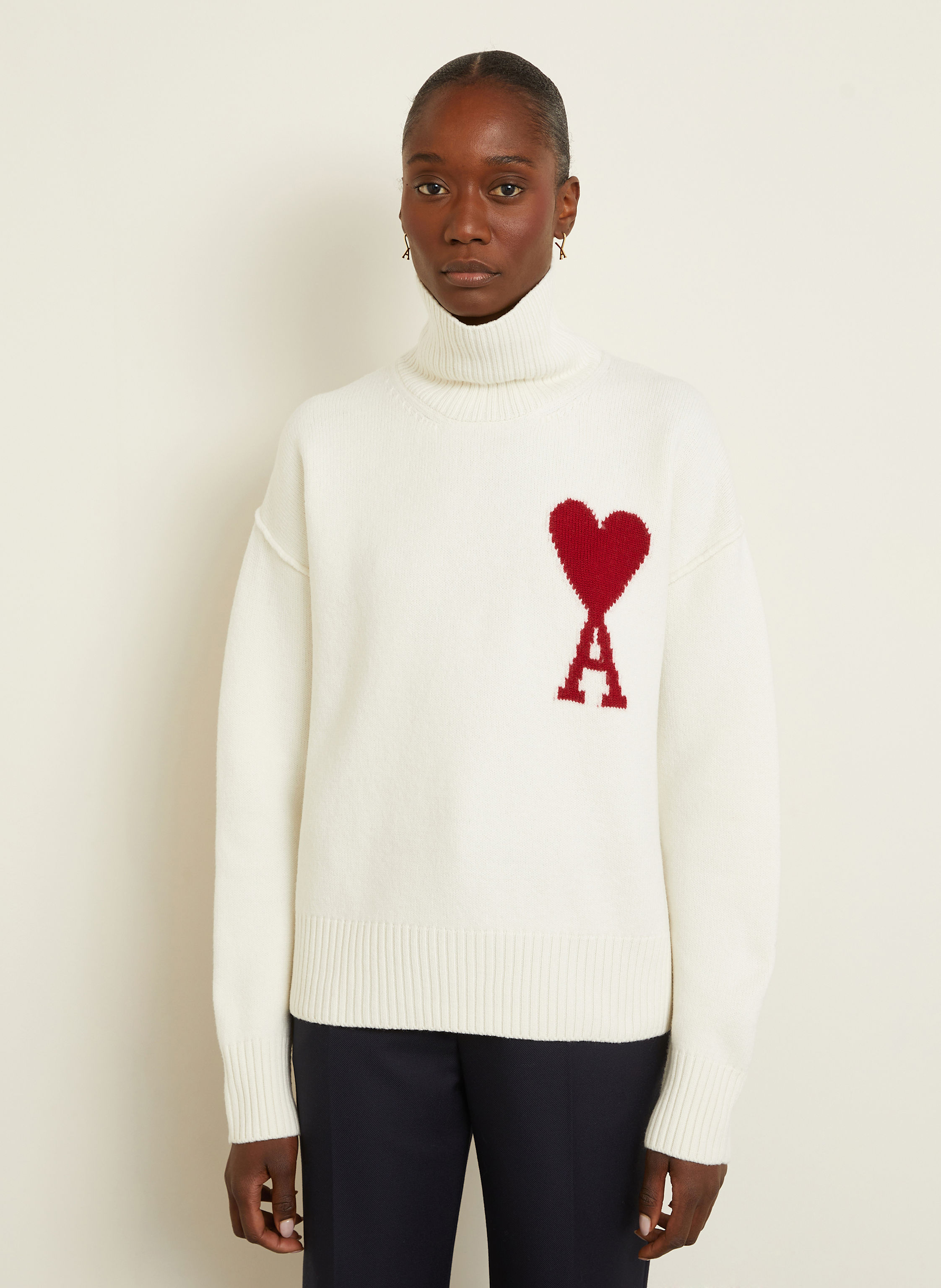 Thumbnail - Ami Paris Rollkragenpullover weiss