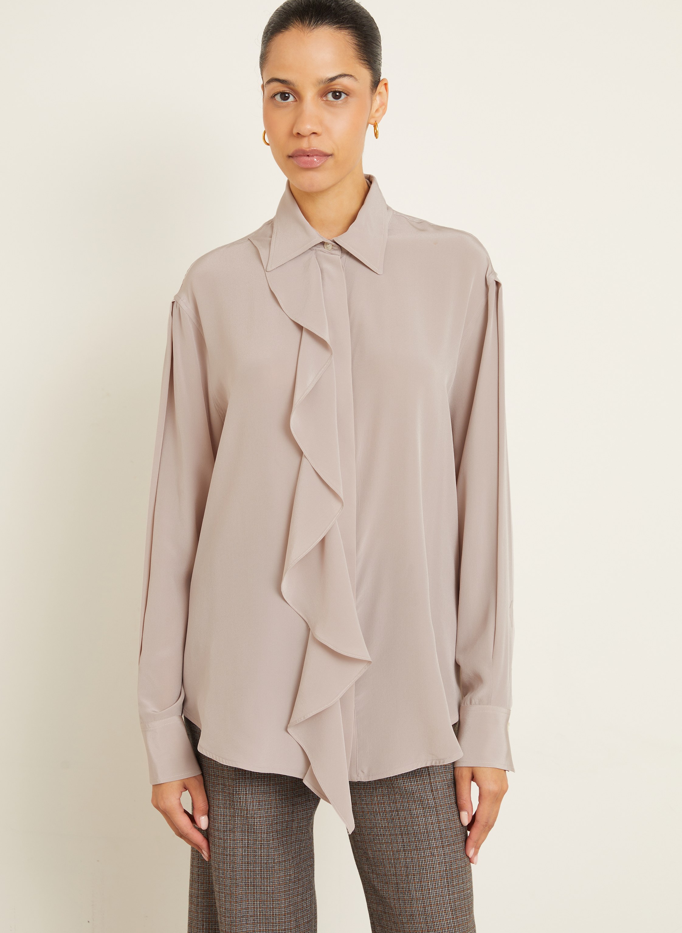 Thumbnail - Victoria Beckham Hemdbluse Aus Seide Mit Volants pink