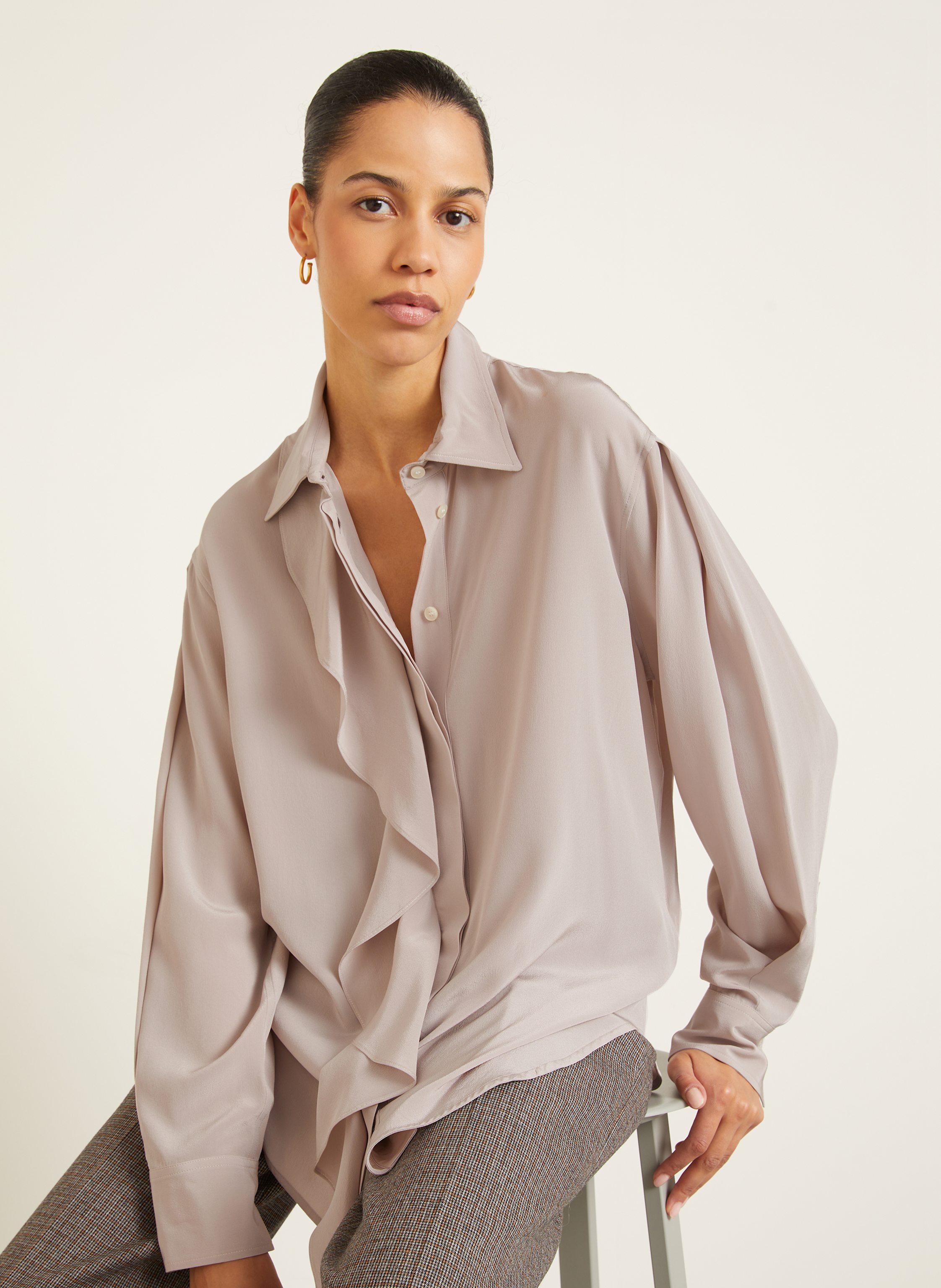 Thumbnail - Victoria Beckham Hemdbluse Aus Seide Mit Volants pink