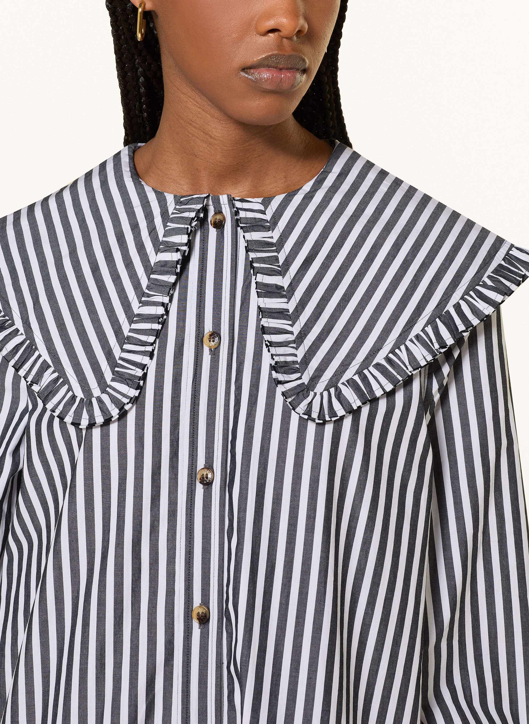 Thumbnail - Ganni Kleid Mit Rüschenbesatz schwarz