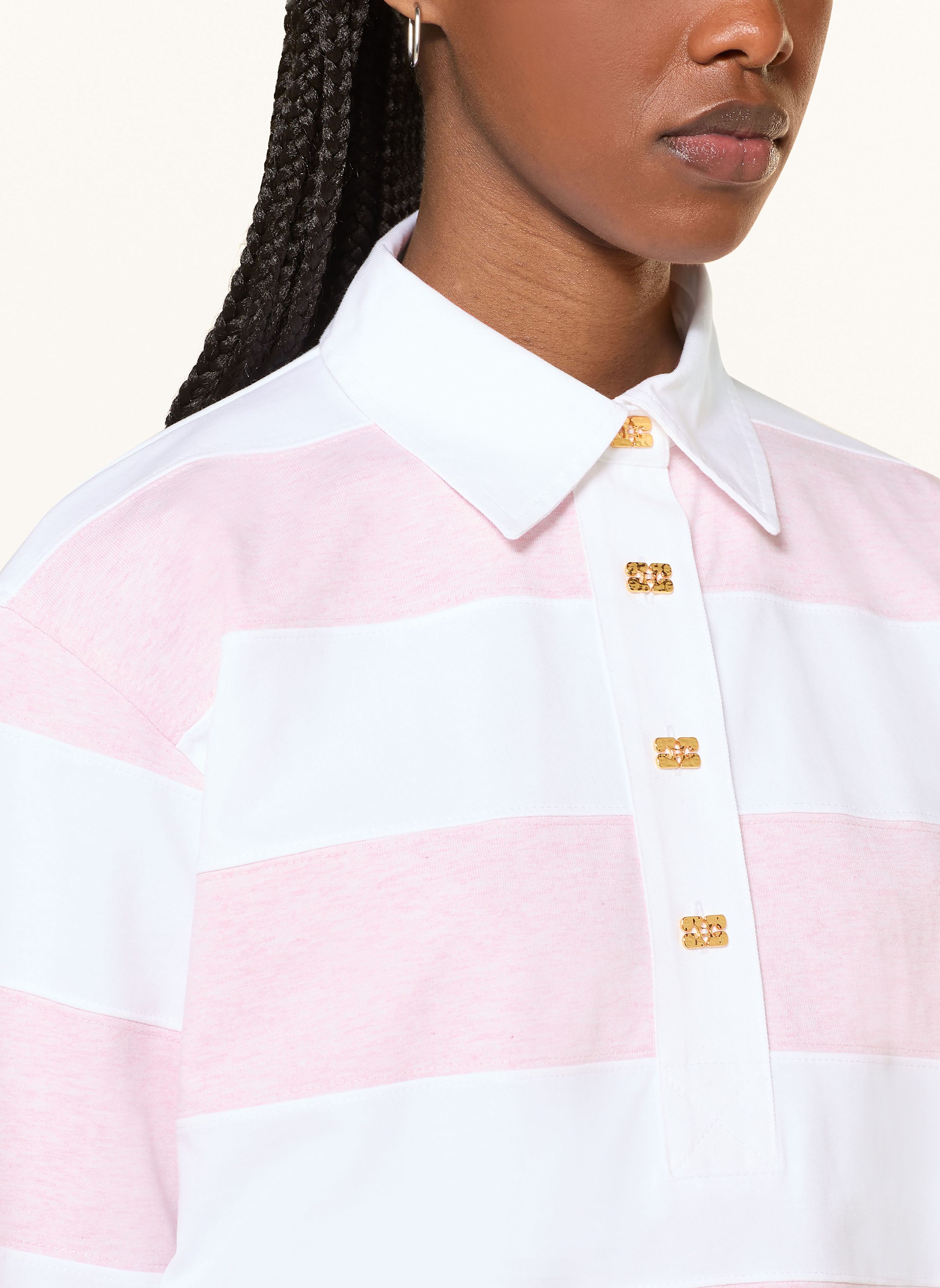 Thumbnail - Ganni Jersey-Poloshirt rosa