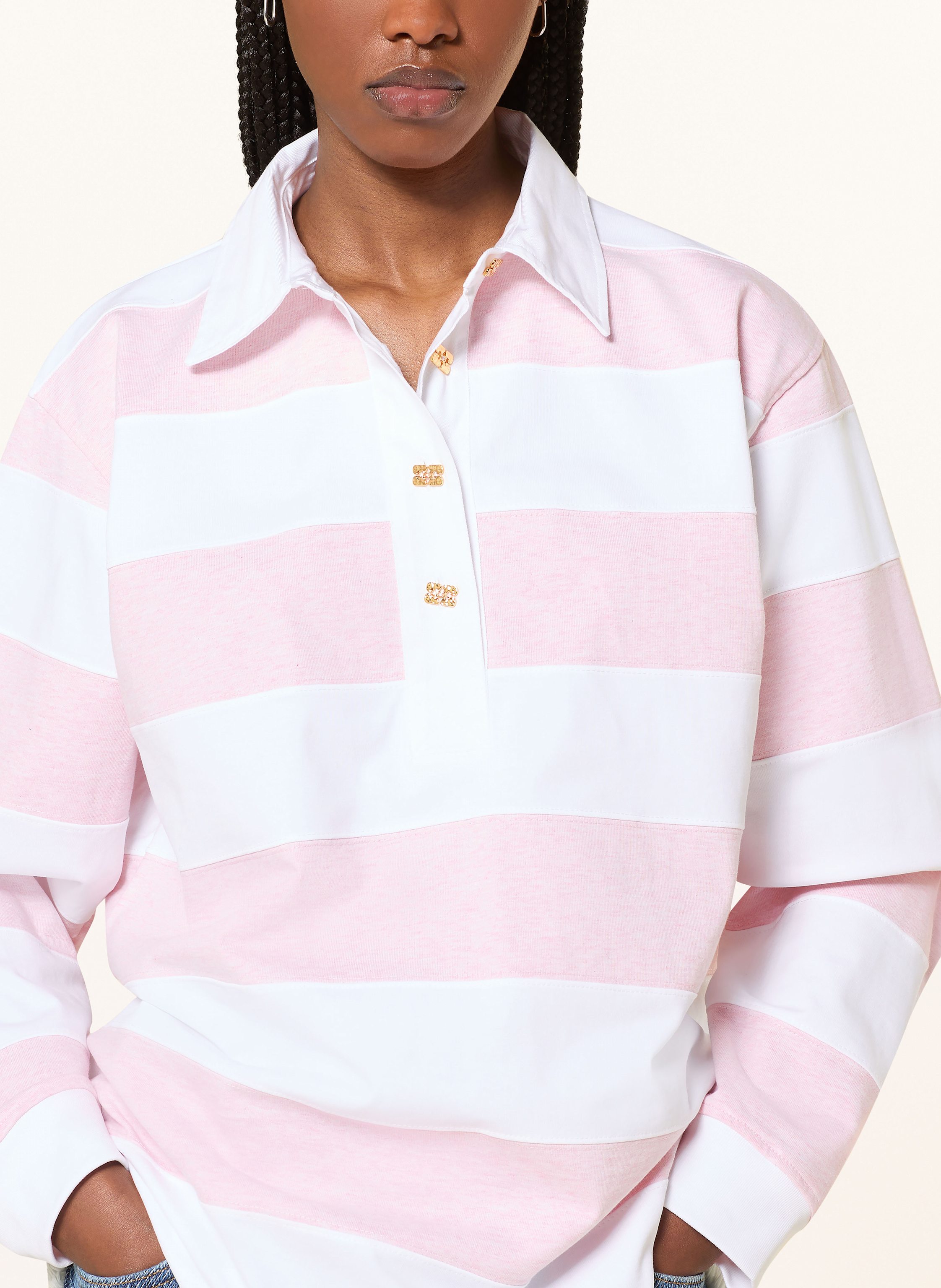 Thumbnail - Ganni Jersey-Poloshirt rosa