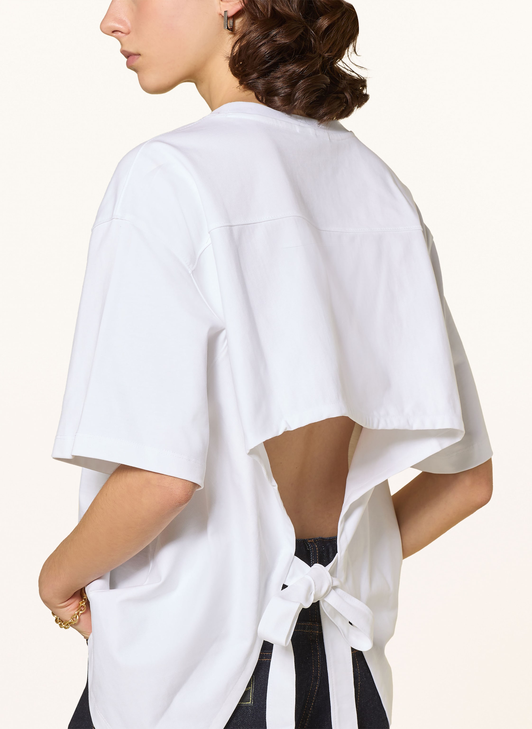 Thumbnail - Ganni T-Shirt Mit Cut-Out weiss