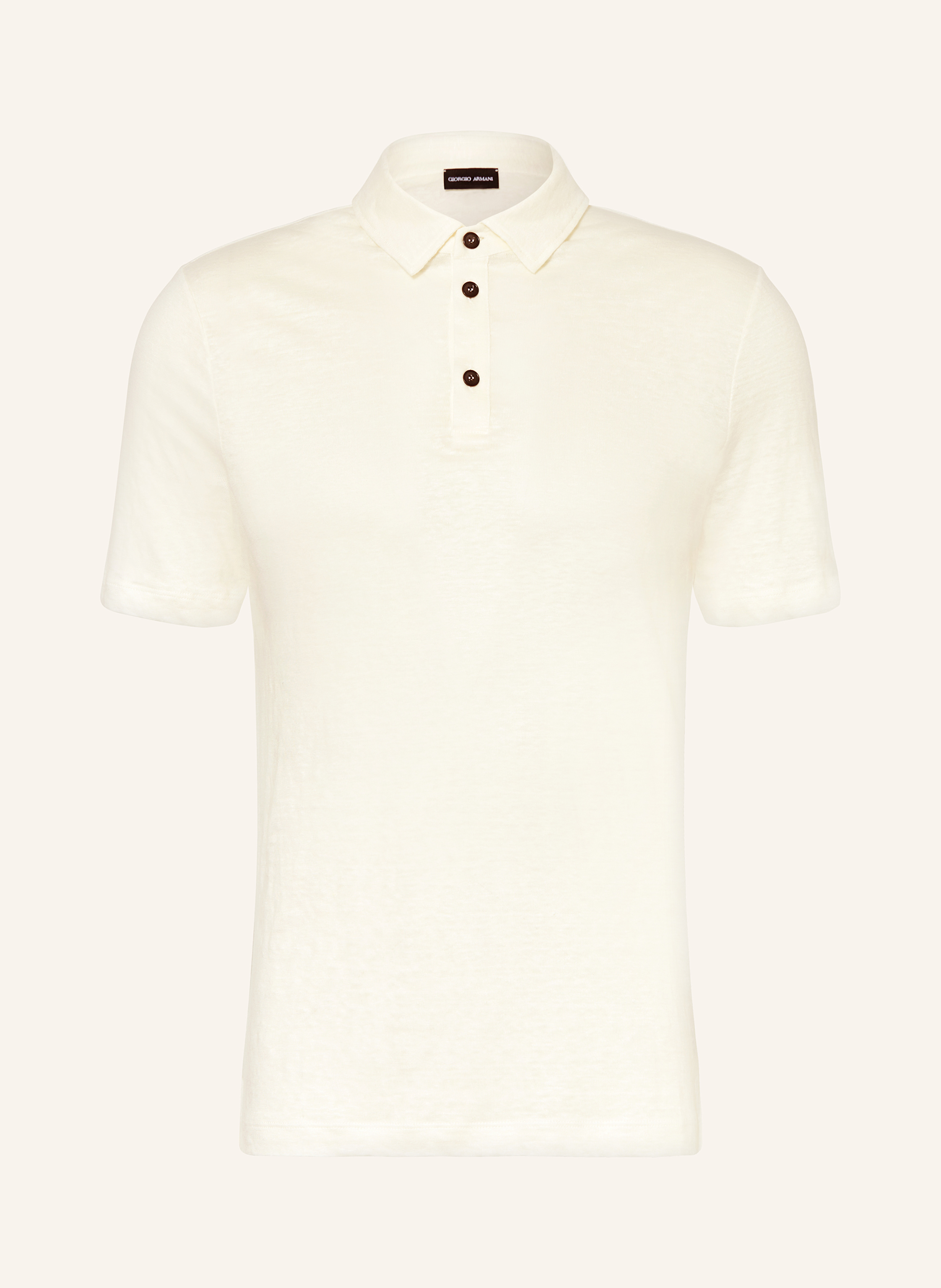 GIORGIO ARMANI Jersey polo shirt made of linen in ecru