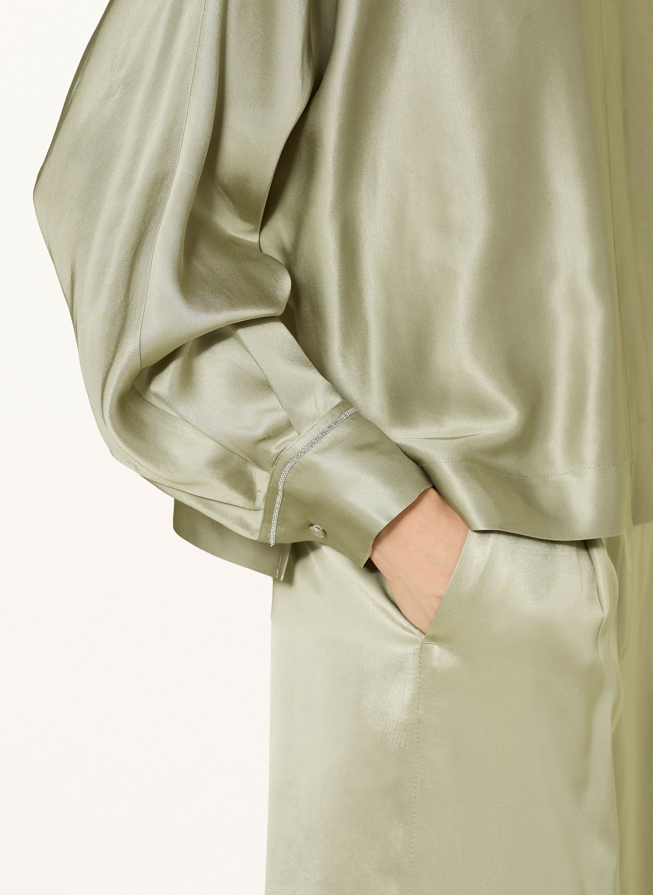 Thumbnail - Peserico Cropped-Hemdbluse Mit Schmuckperlen gruen
