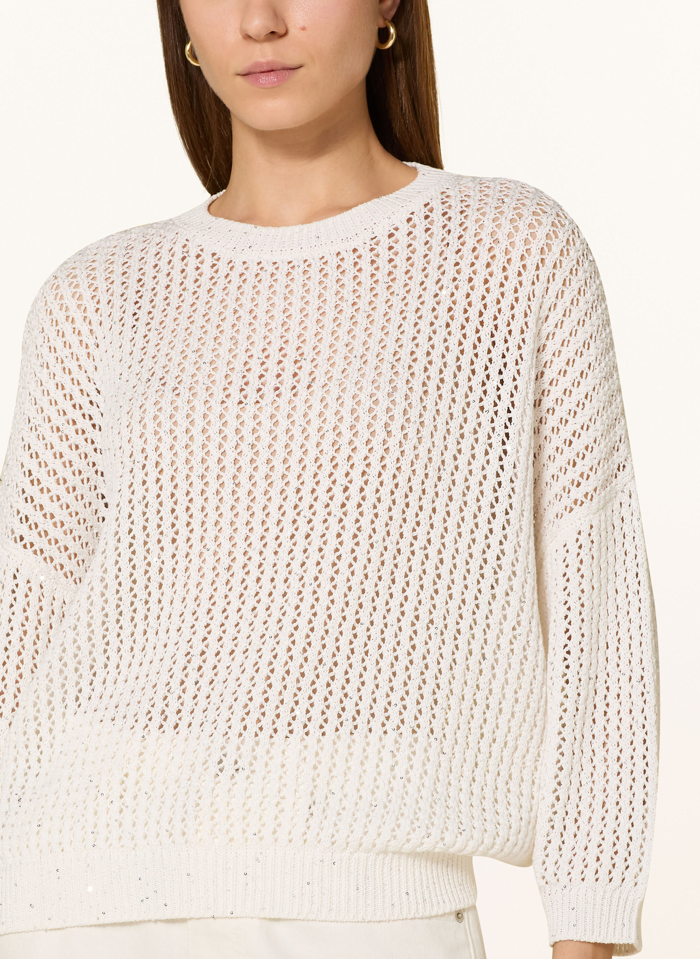 Thumbnail - Peserico Pullover Mit Pailletten Mit 3/4-Arm weiss