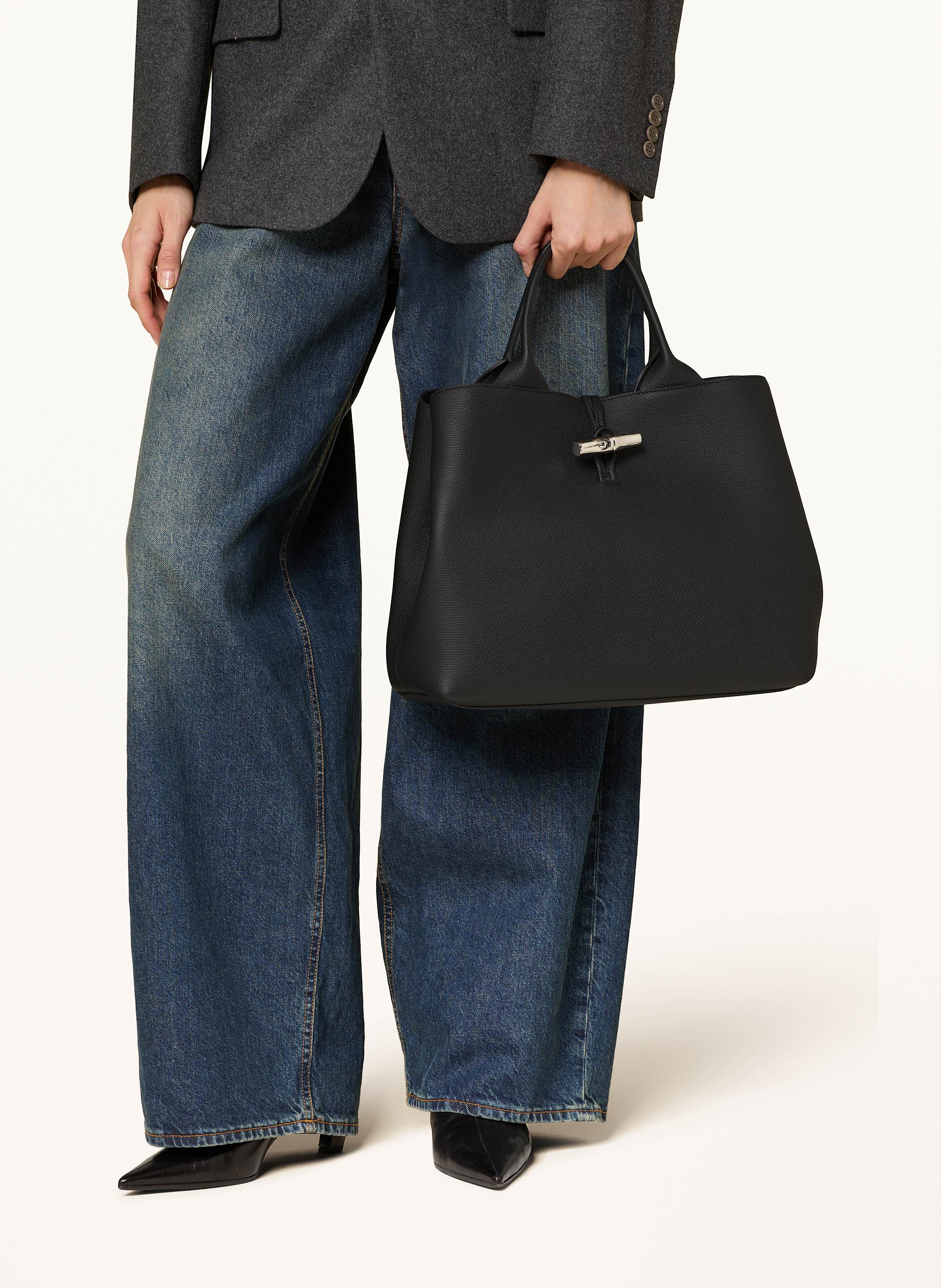 Thumbnail - Longchamp Shopper Le Roseau schwarz