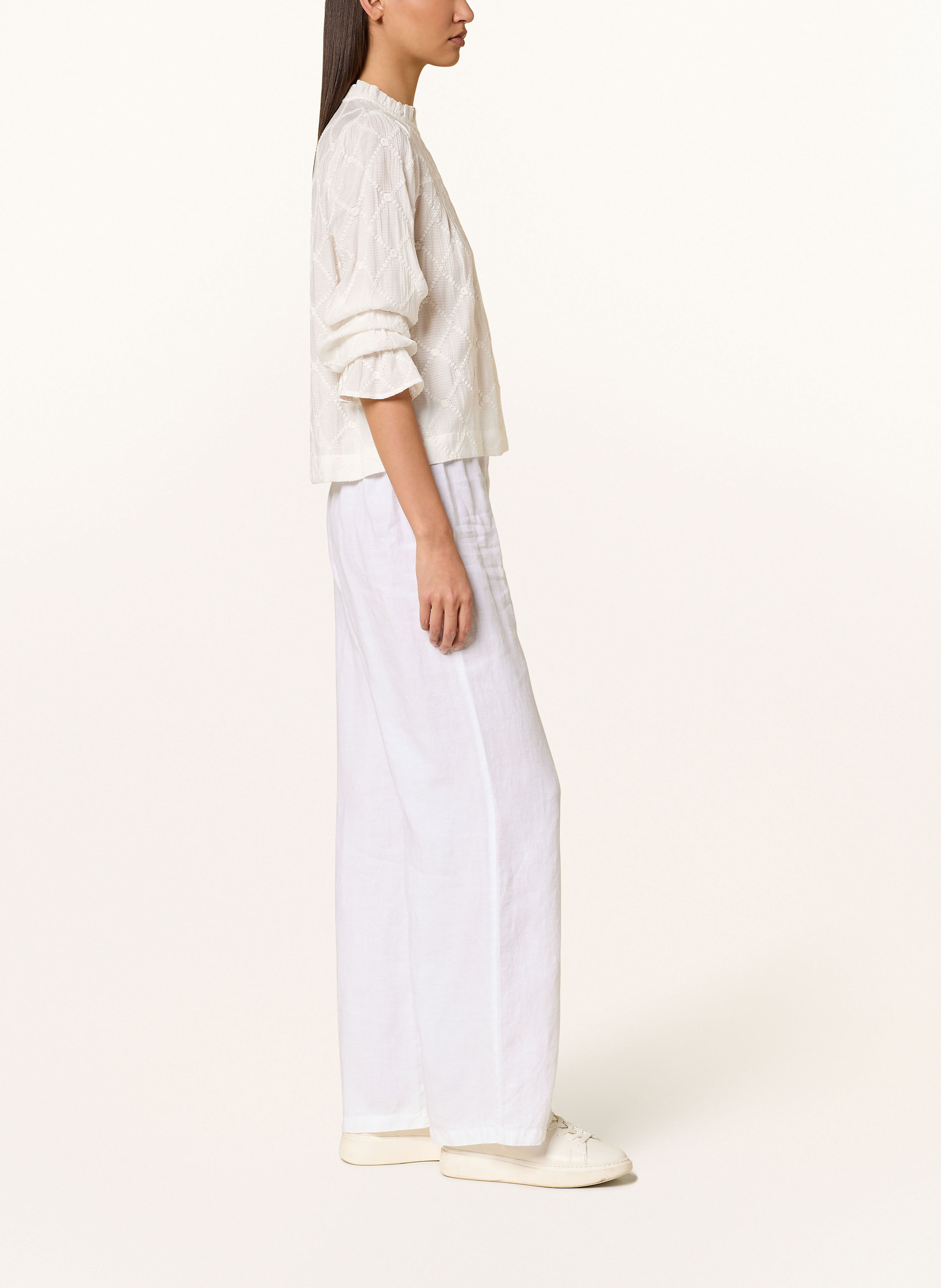 Thumbnail - 120%Lino Marlenehose Aus Leinen weiss