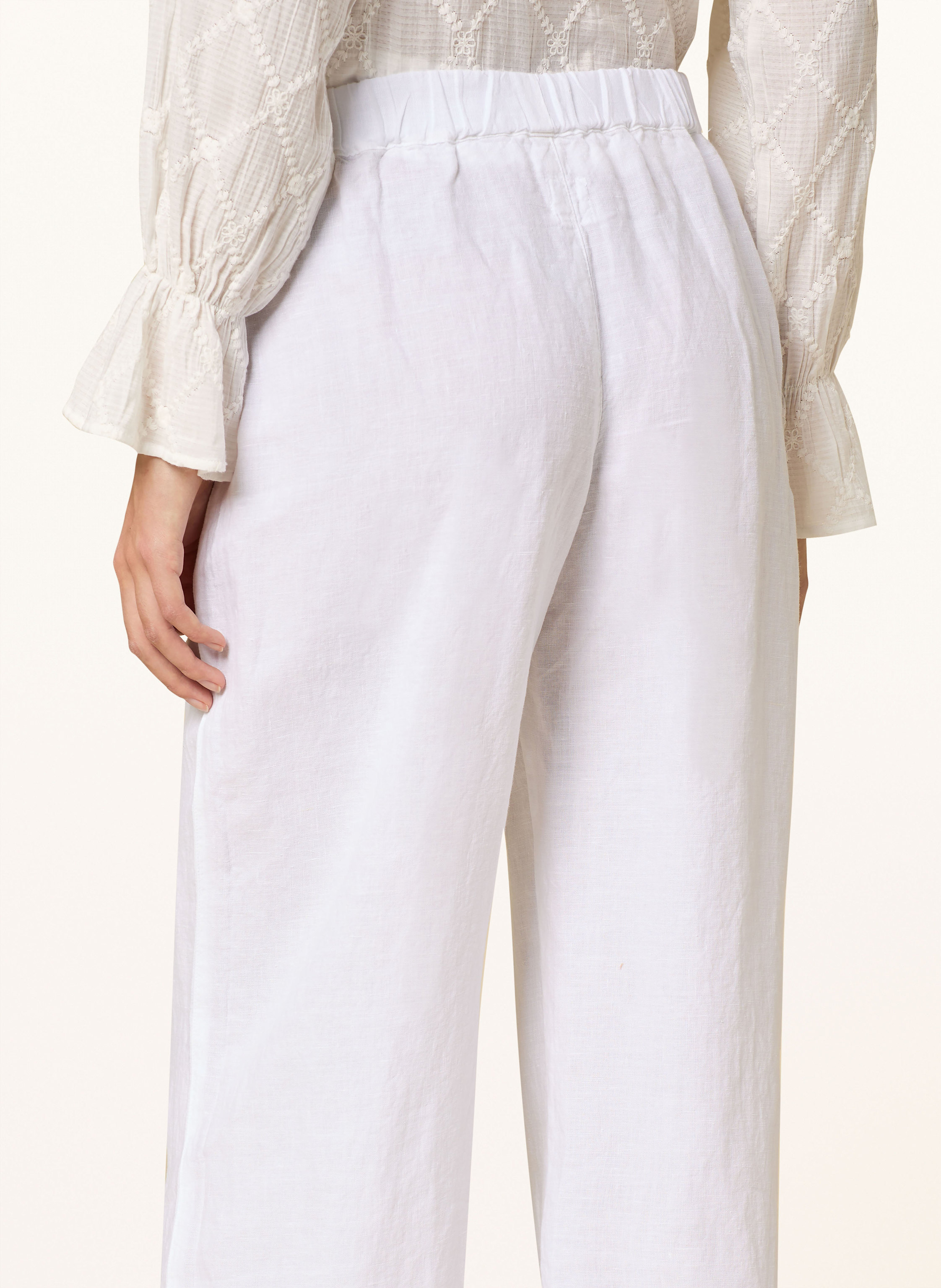 Thumbnail - 120%Lino Marlenehose Aus Leinen weiss