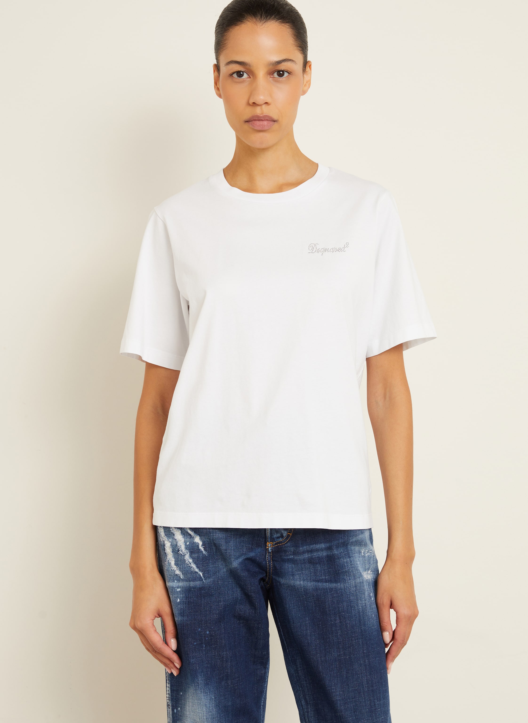 Thumbnail - dsquared2 T-Shirt Mit Schmucksteinen weiss
