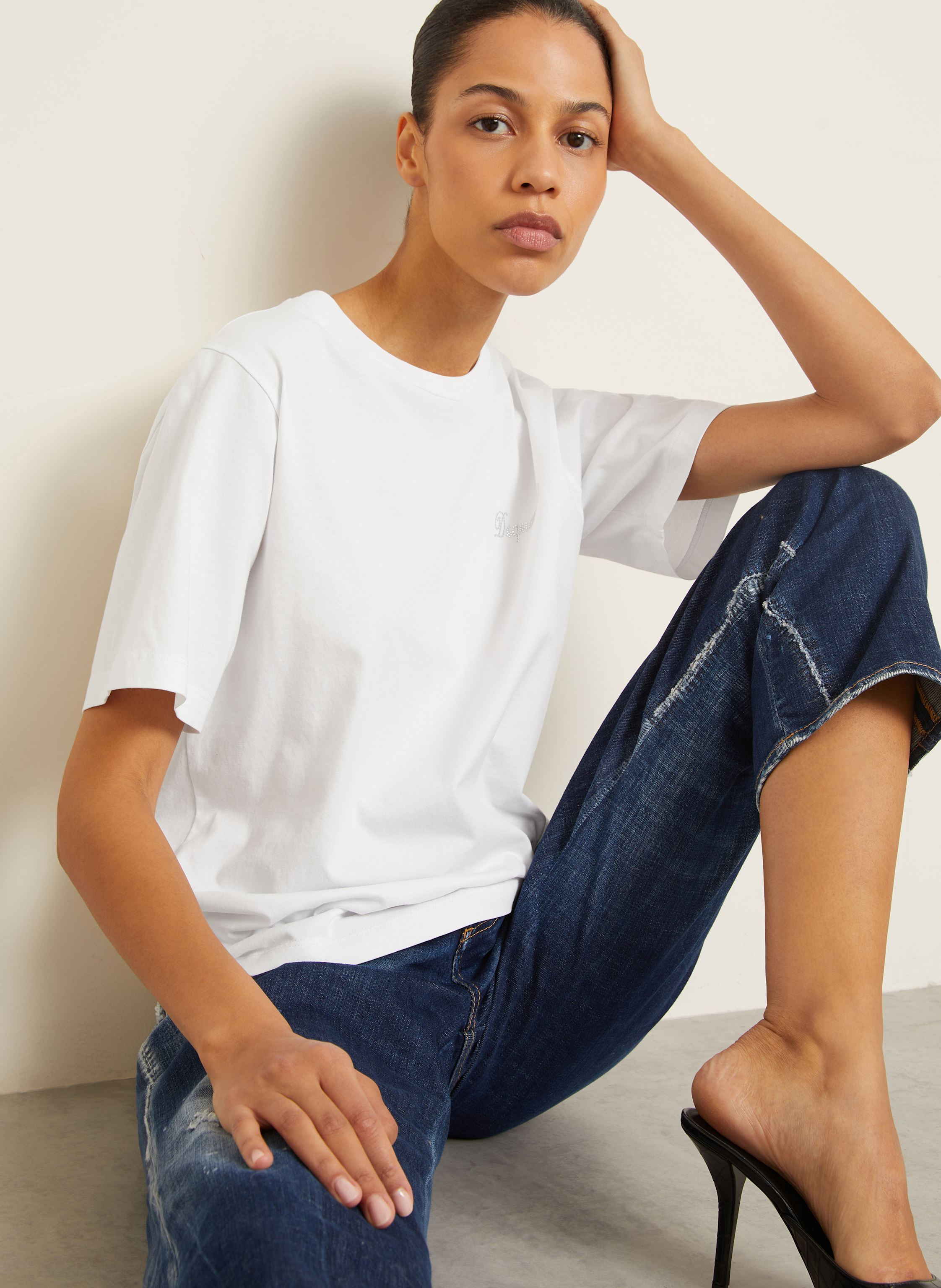 Thumbnail - dsquared2 T-Shirt Mit Schmucksteinen weiss