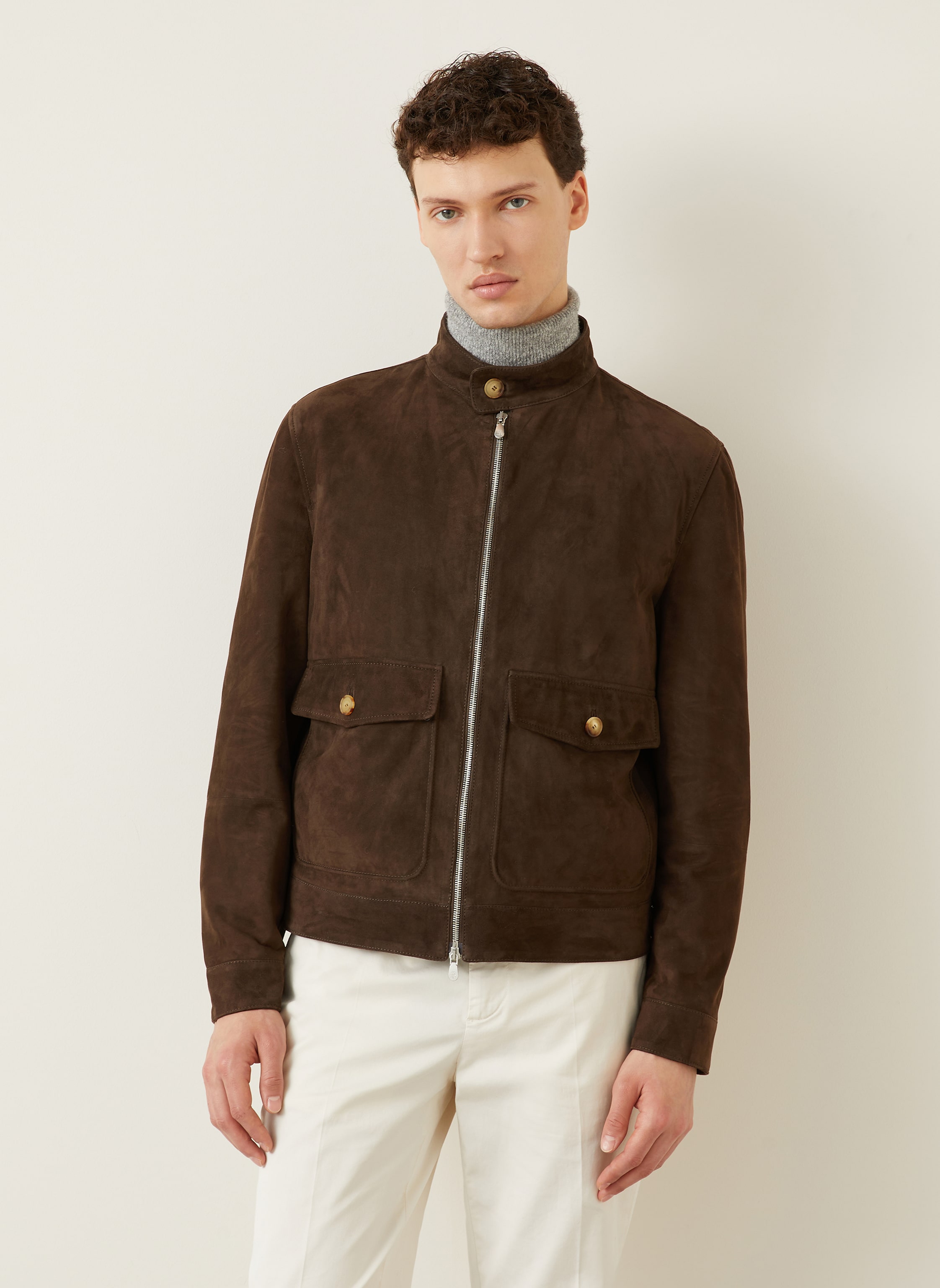 Thumbnail - Brunello Cucinelli Lederjacke braun