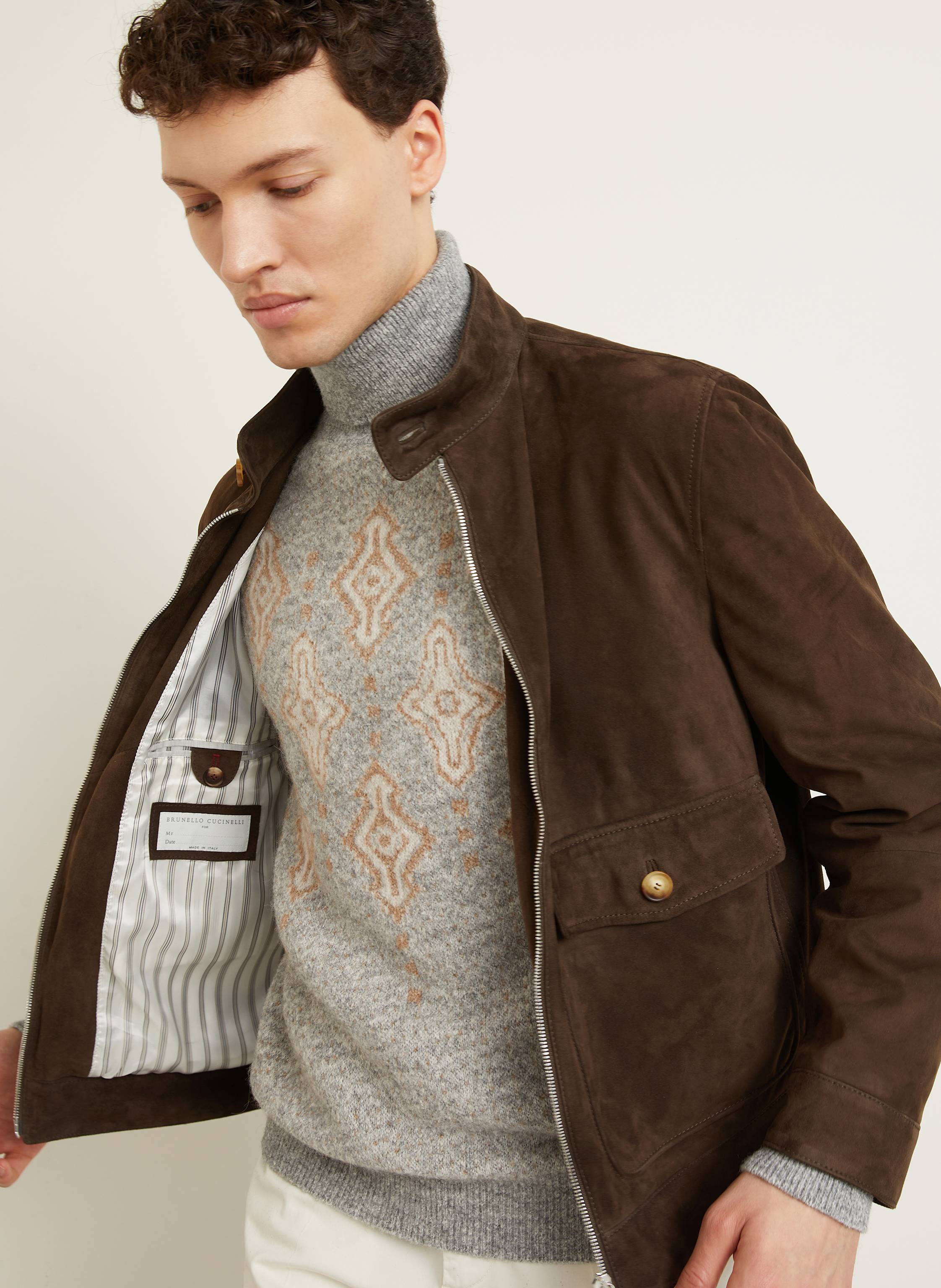 Thumbnail - Brunello Cucinelli Lederjacke braun