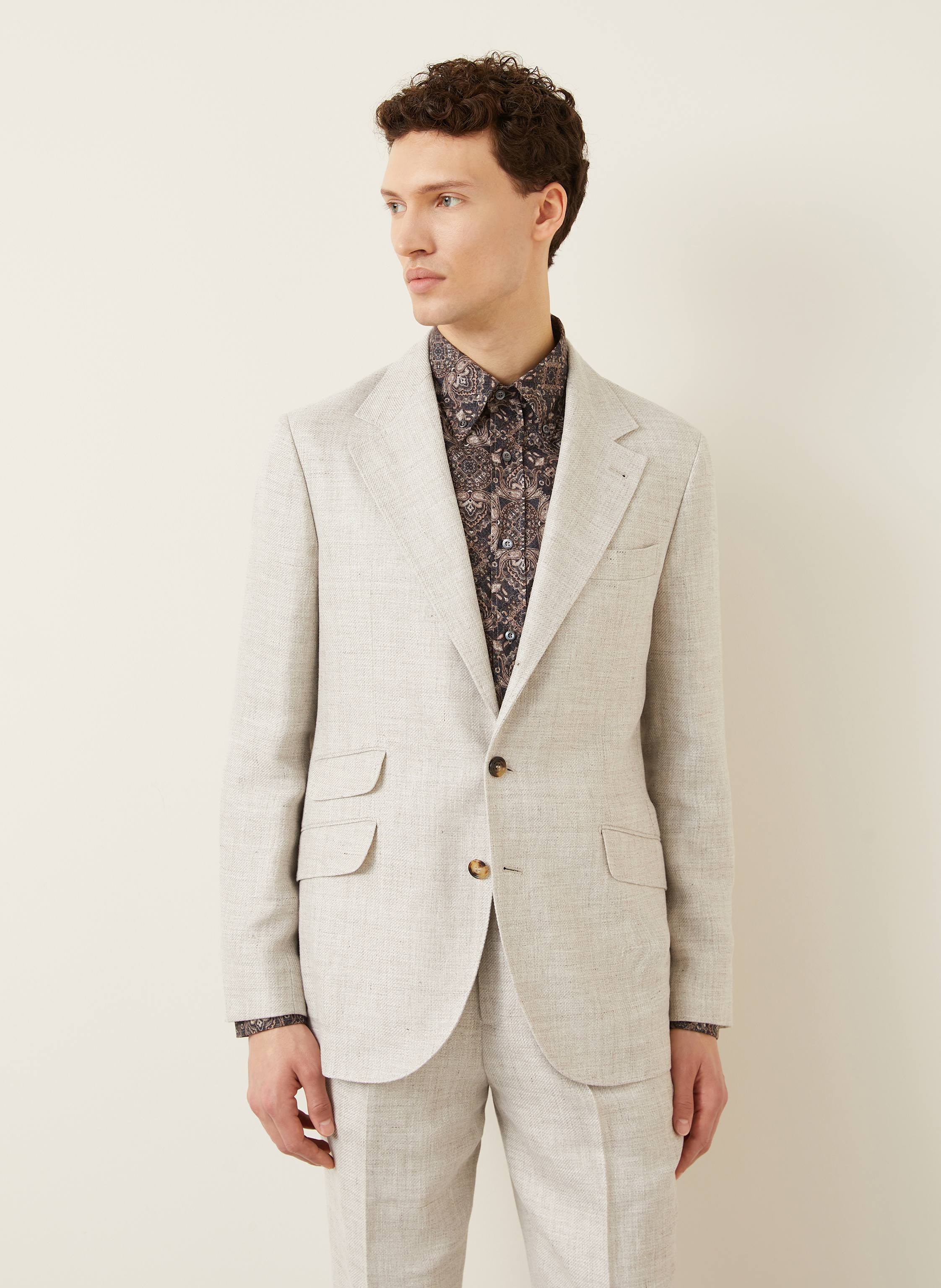 Thumbnail - Brunello Cucinelli Anzug Slim Fit Mit Leinen weiss