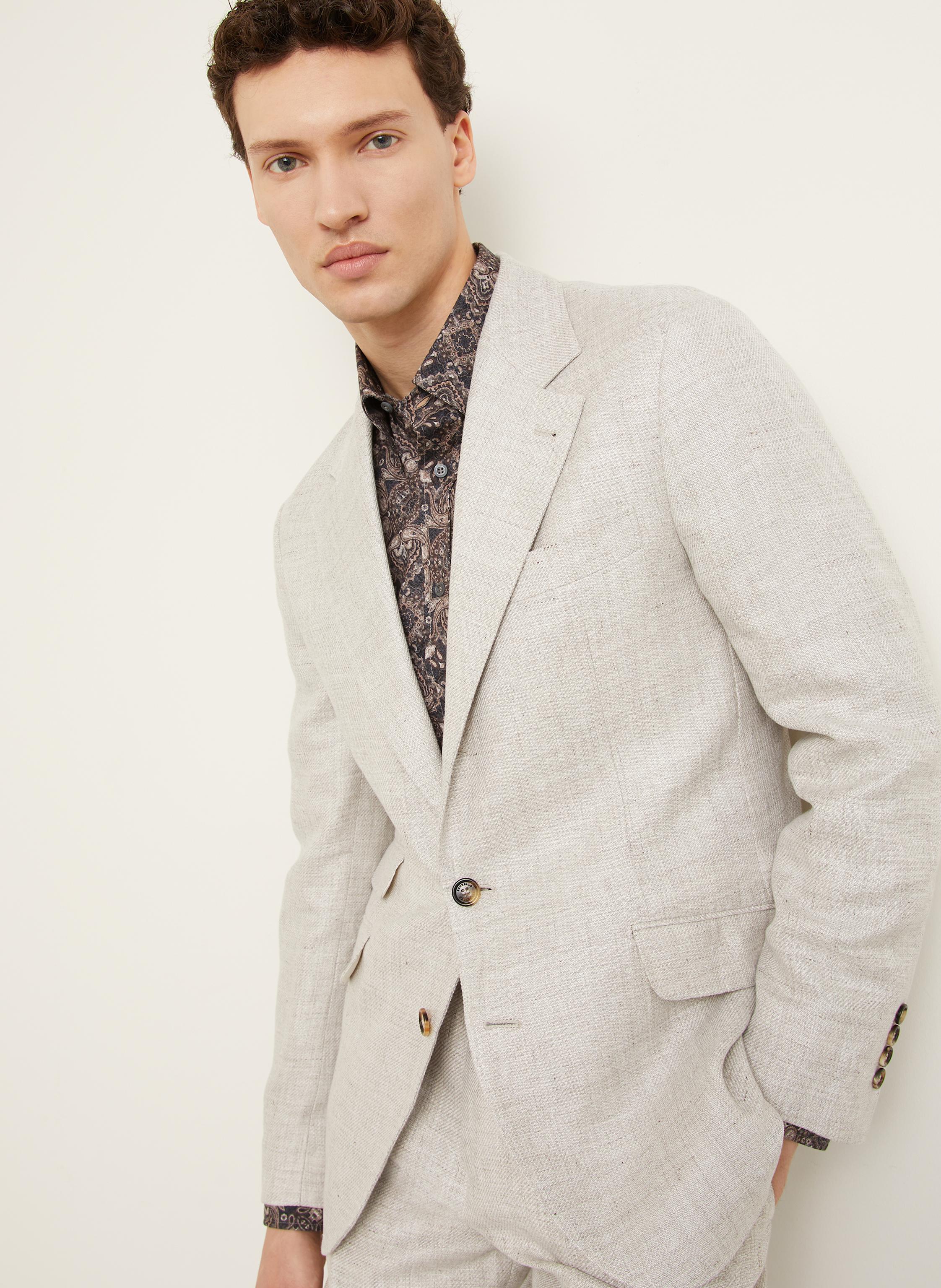 Thumbnail - Brunello Cucinelli Anzug Slim Fit Mit Leinen weiss