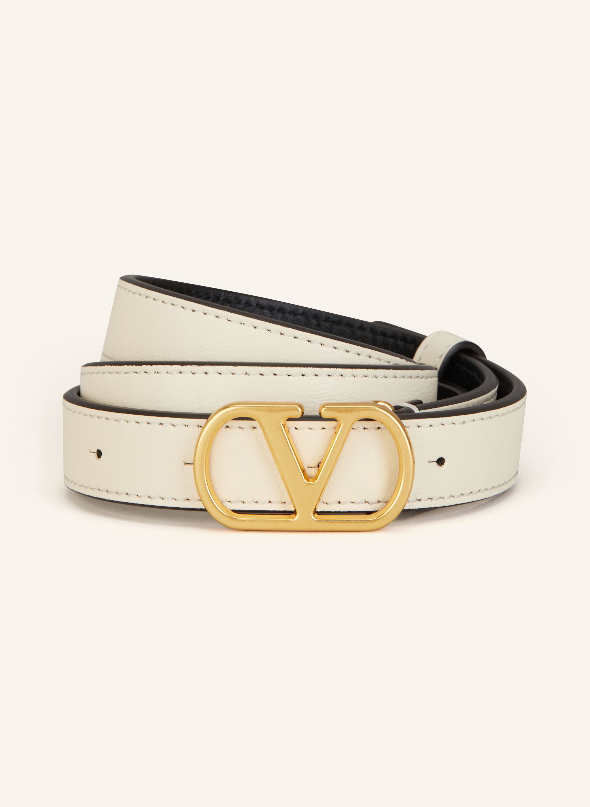 VALENTINO GARAVANI Leather belt VLOGO SIGNATURE in ecru