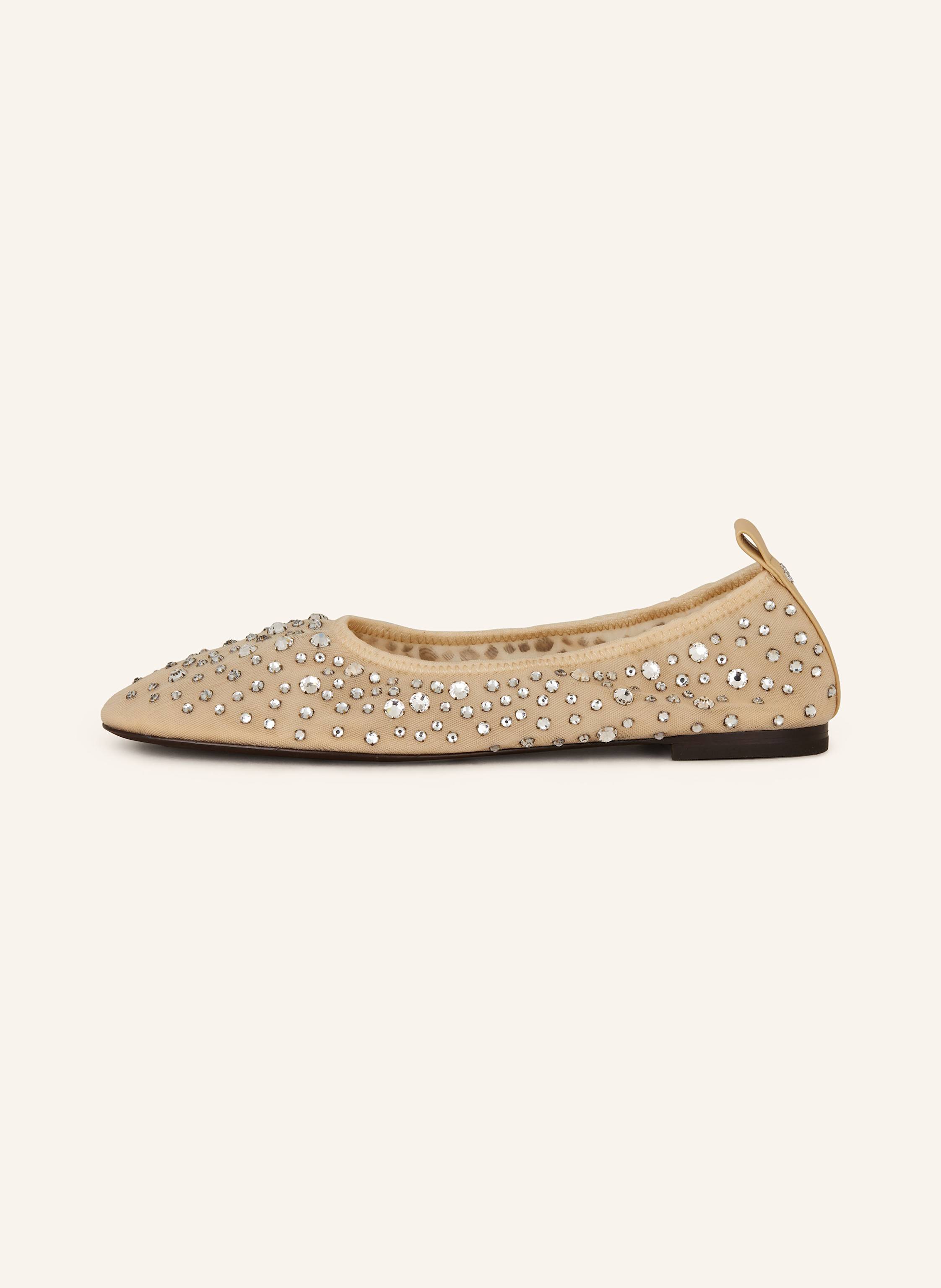 Thumbnail - Tory Burch Ballerinas Crystal Mit Schmucksteinen beige