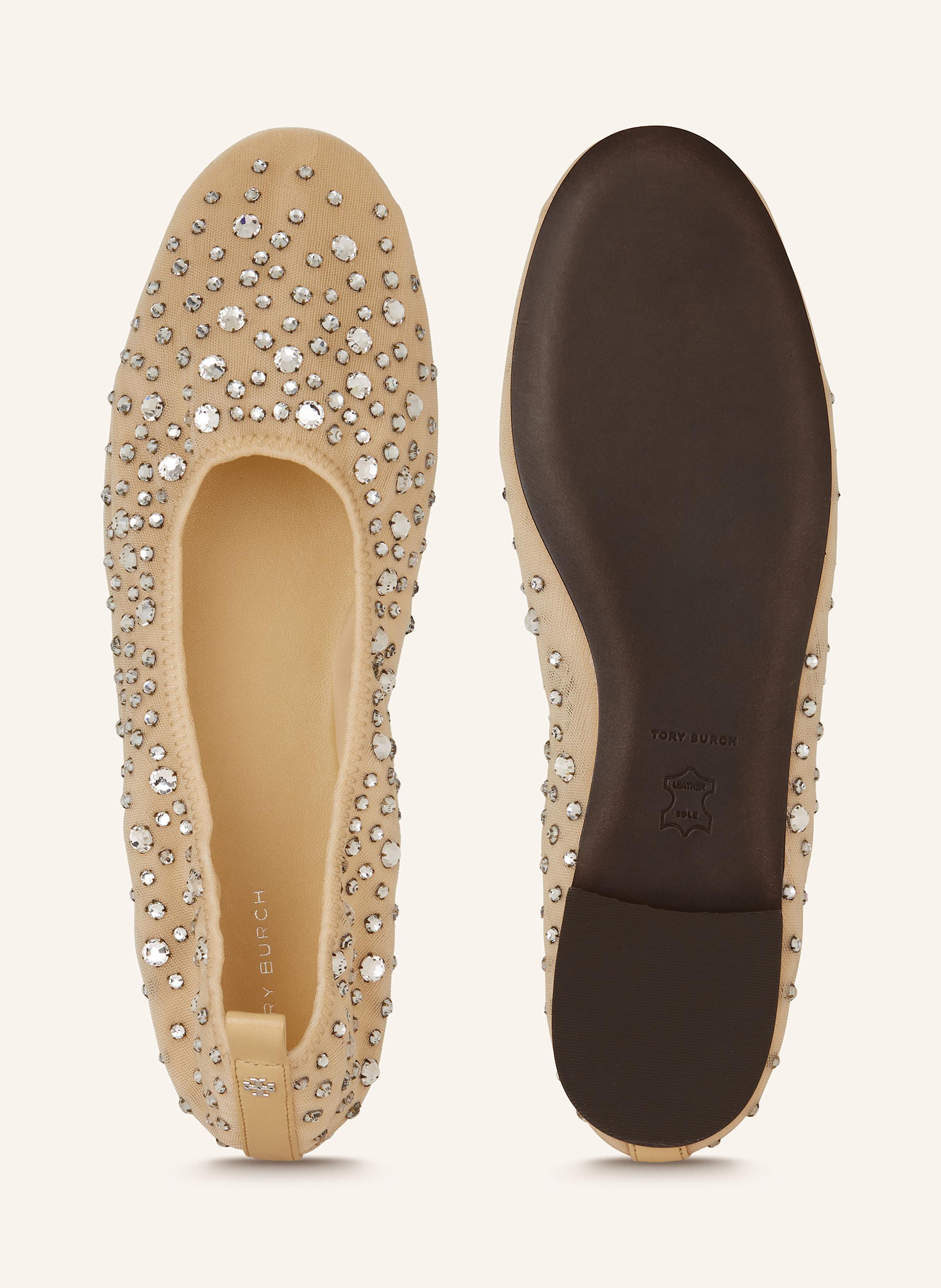 Thumbnail - Tory Burch Ballerinas Crystal Mit Schmucksteinen beige