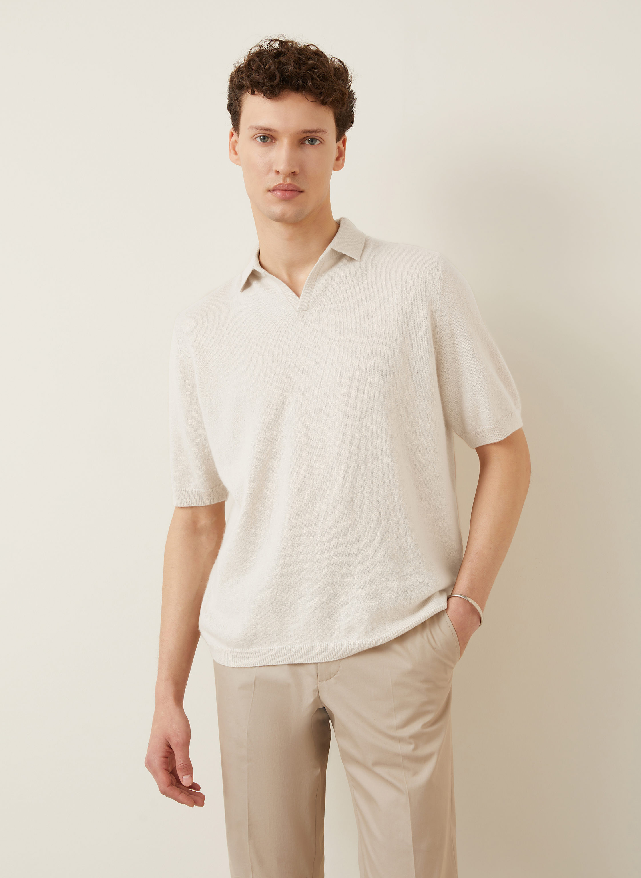 Thumbnail - Iris Von Arnim Strick-Poloshirt Ameca Aus Cashmere weiss