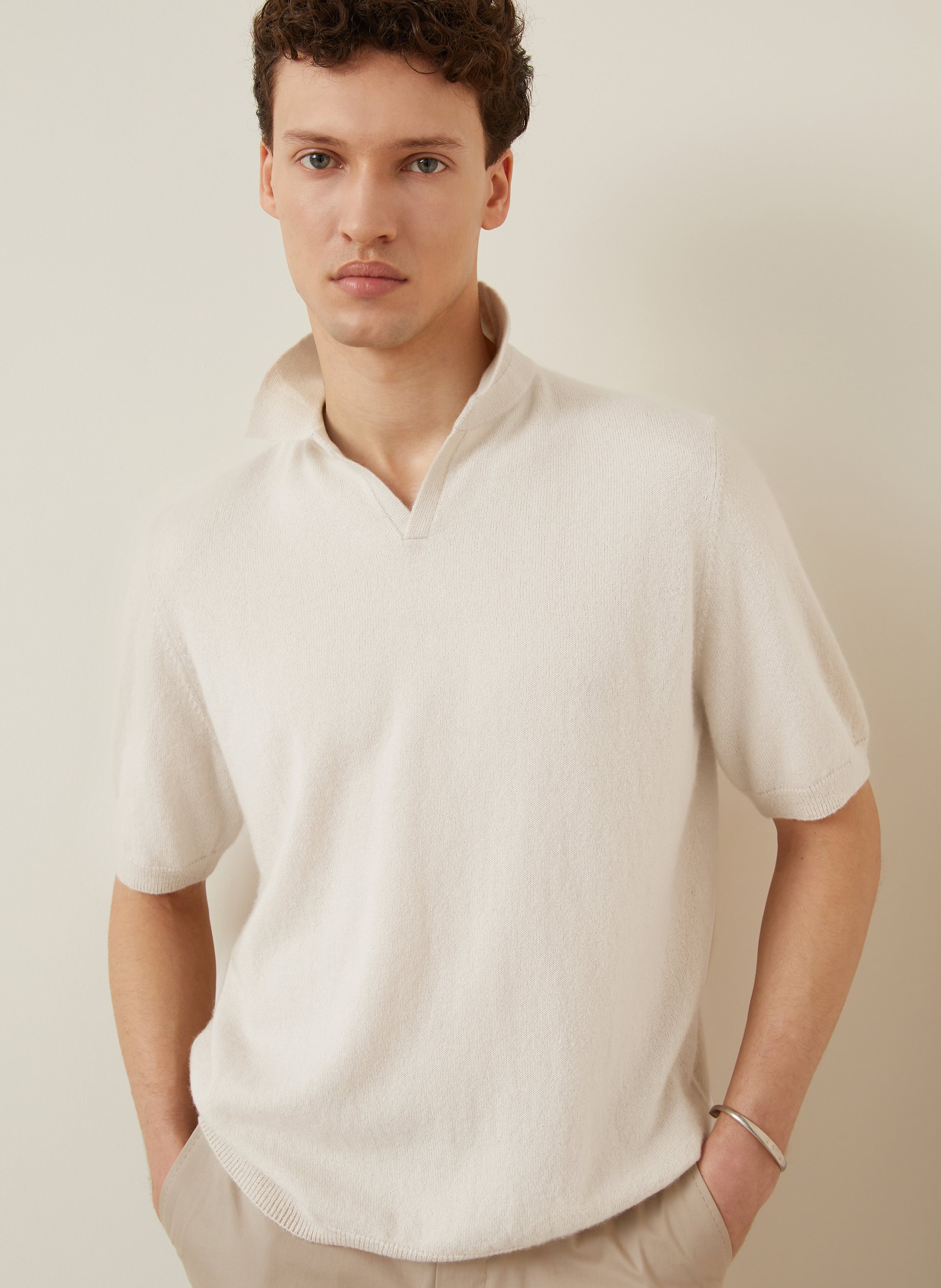 Thumbnail - Iris Von Arnim Strick-Poloshirt Ameca Aus Cashmere weiss