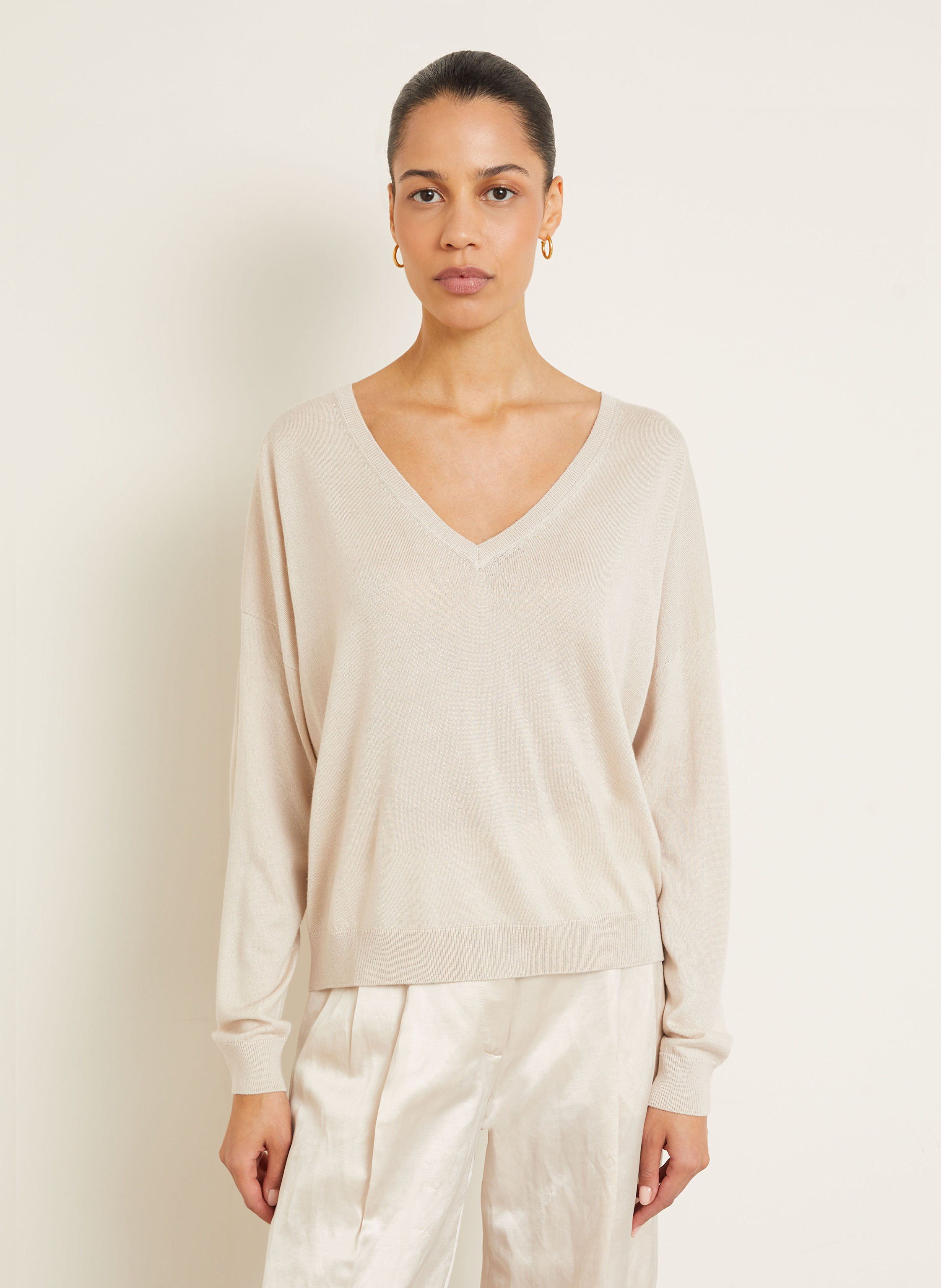 Thumbnail - Iris Von Arnim Cashmere-Pullover Lavina Mit Seide beige