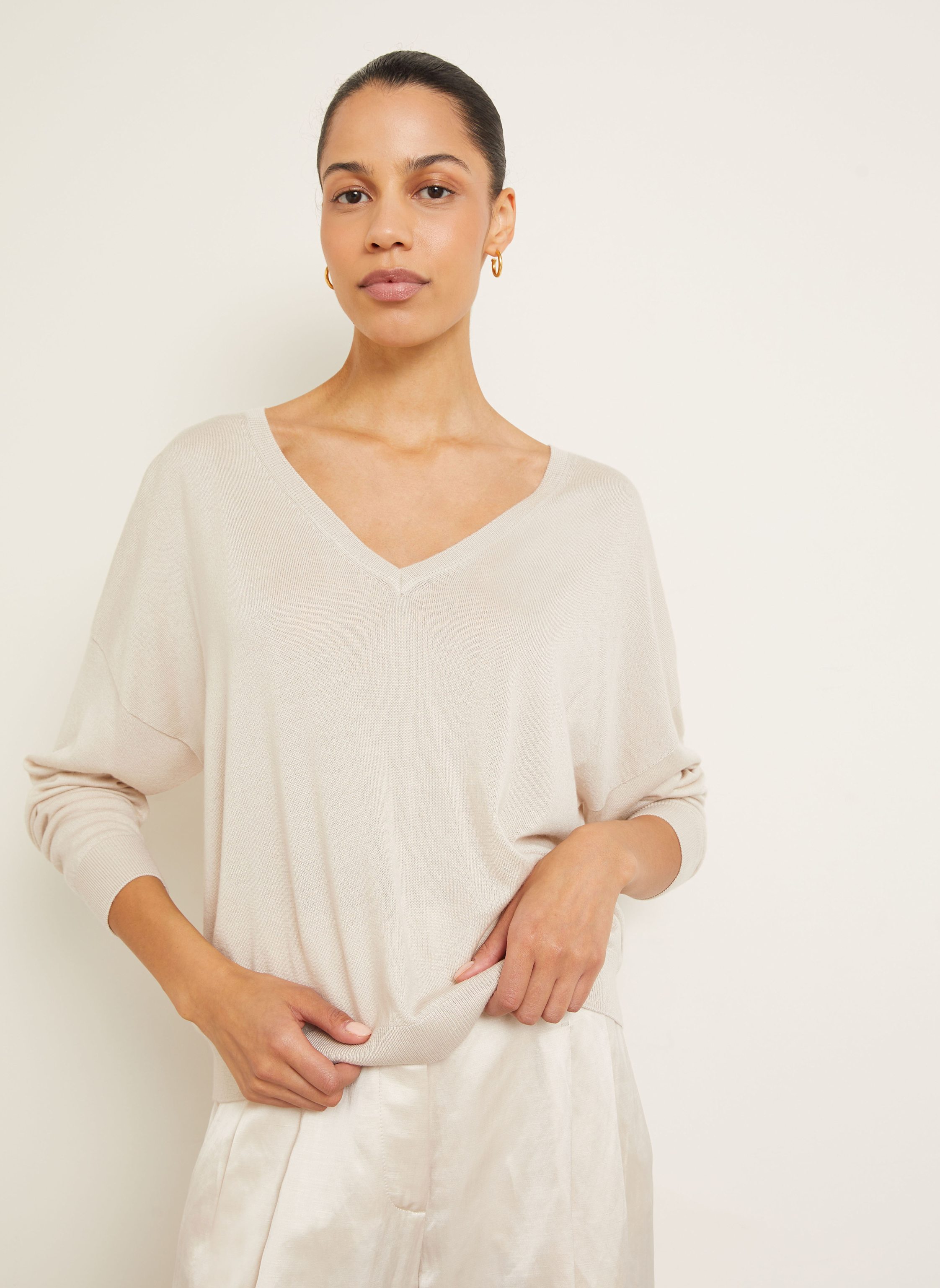 Thumbnail - Iris Von Arnim Cashmere-Pullover Lavina Mit Seide beige