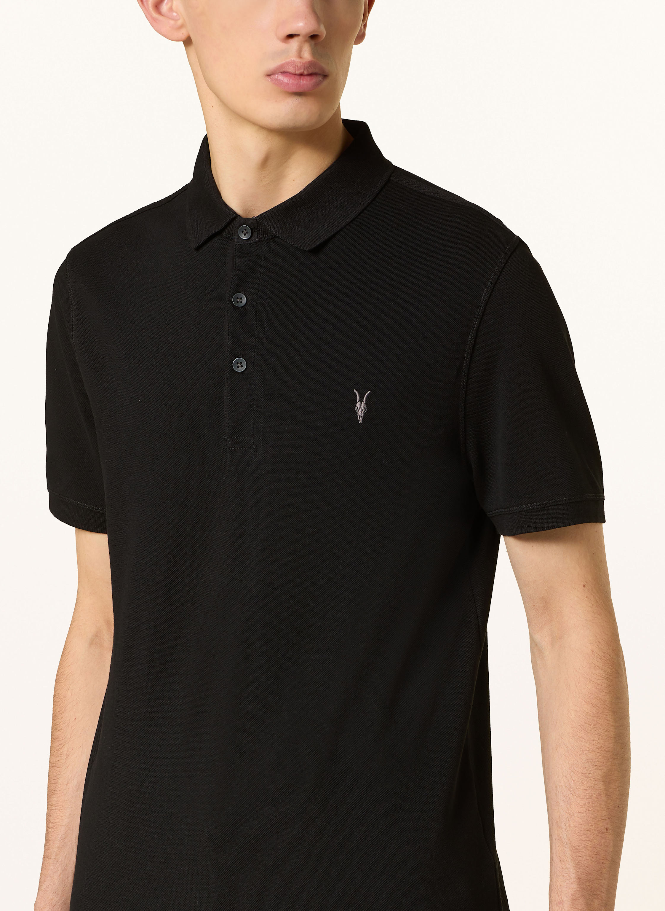 Thumbnail - Allsaints Piqué-Poloshirt Reform Slim Fit schwarz