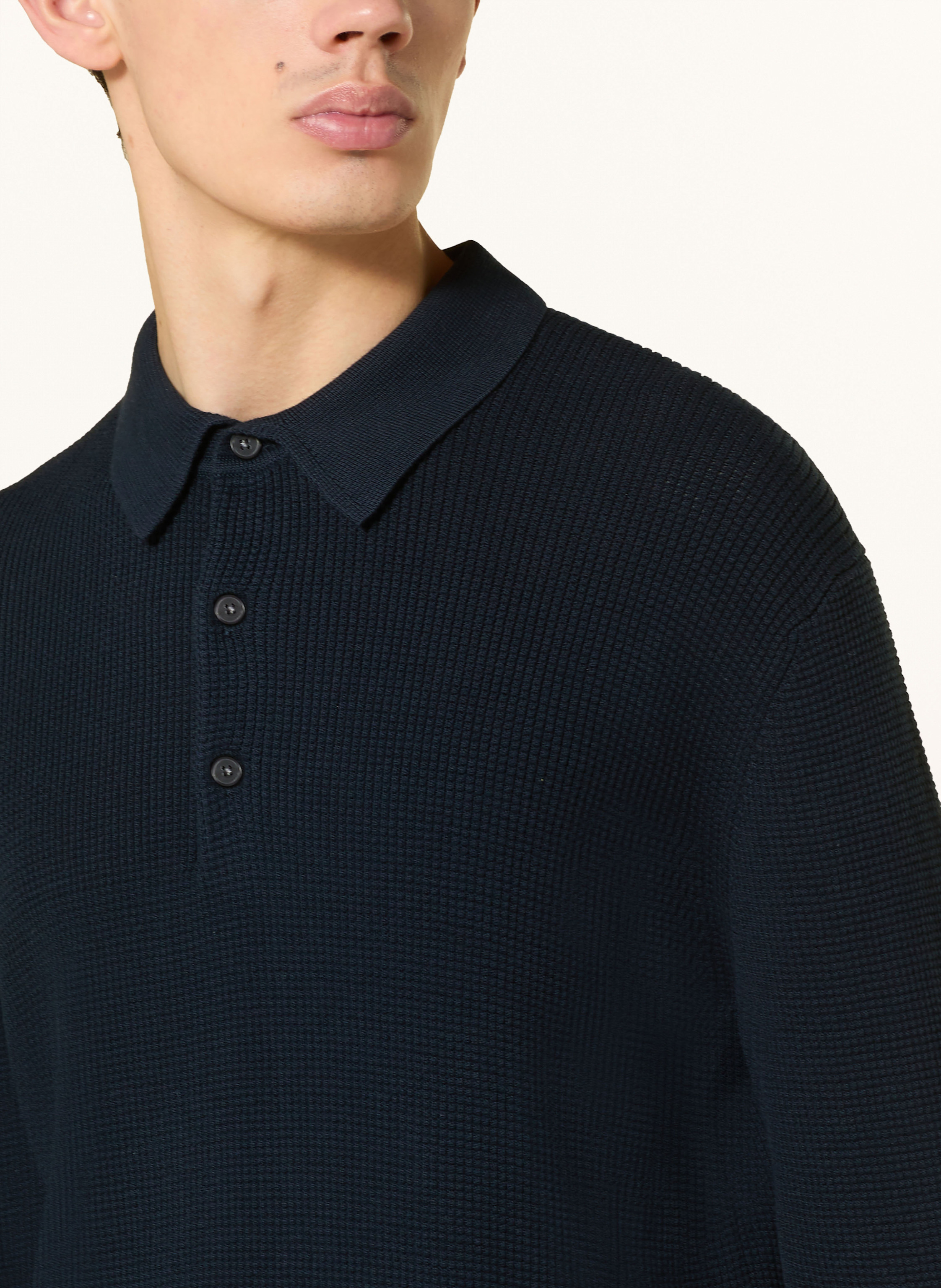 Thumbnail - Olymp Strick-Poloshirt blau