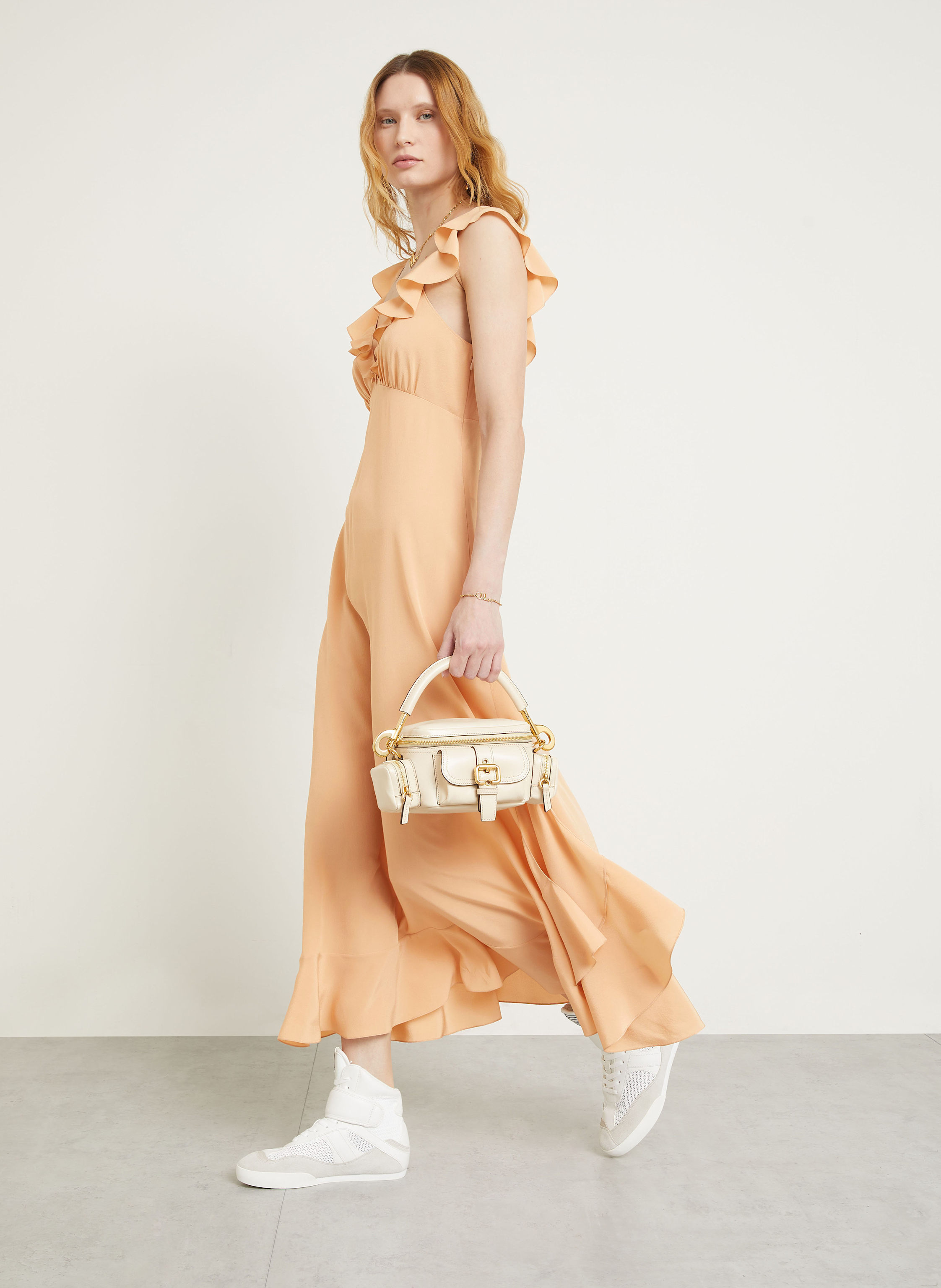 Thumbnail - Chloé Seidenkleid Mit Volants braun