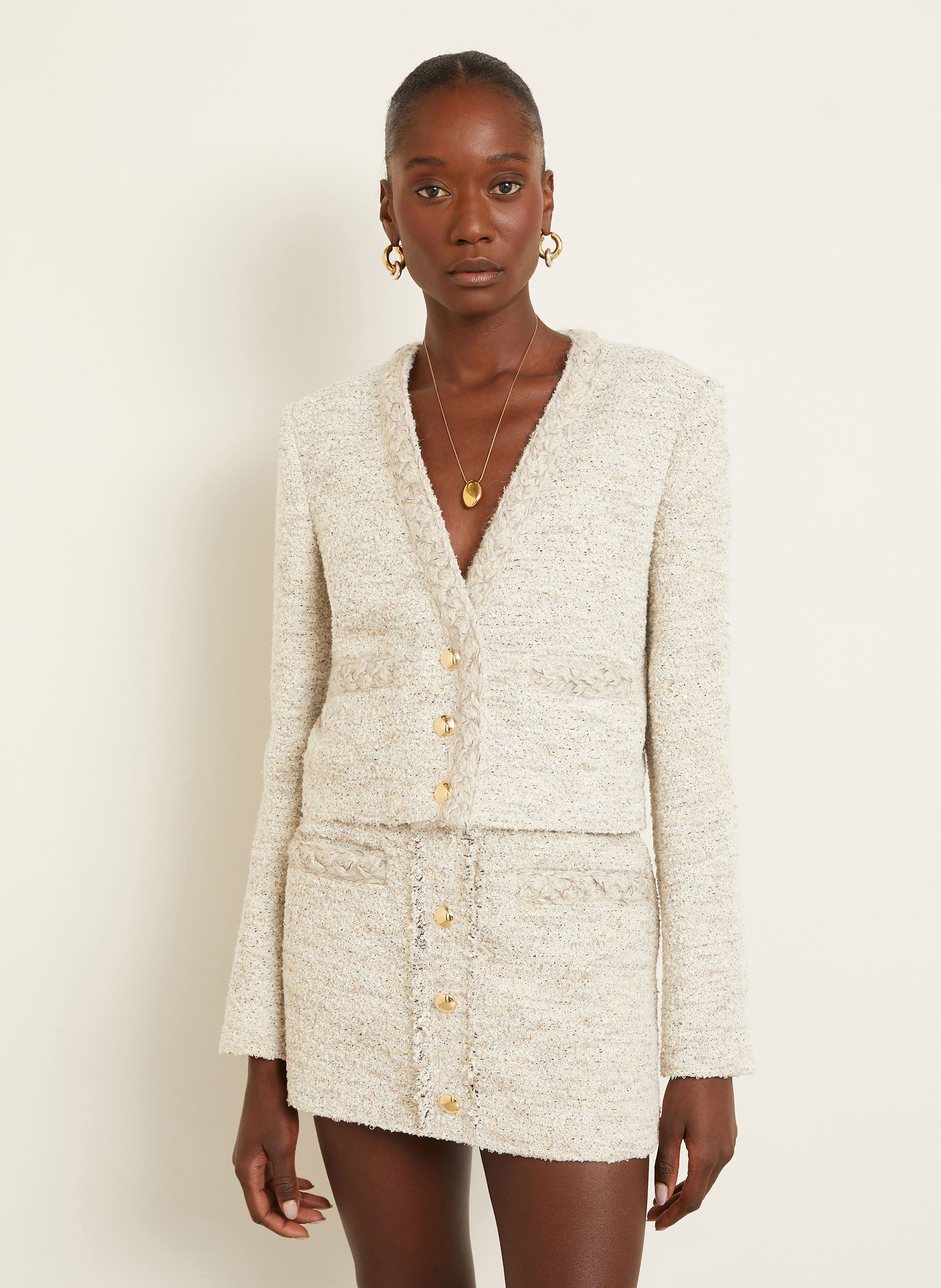 Thumbnail - Isabel Marant Kastenjacke Gwendoline Aus Bouclé beige