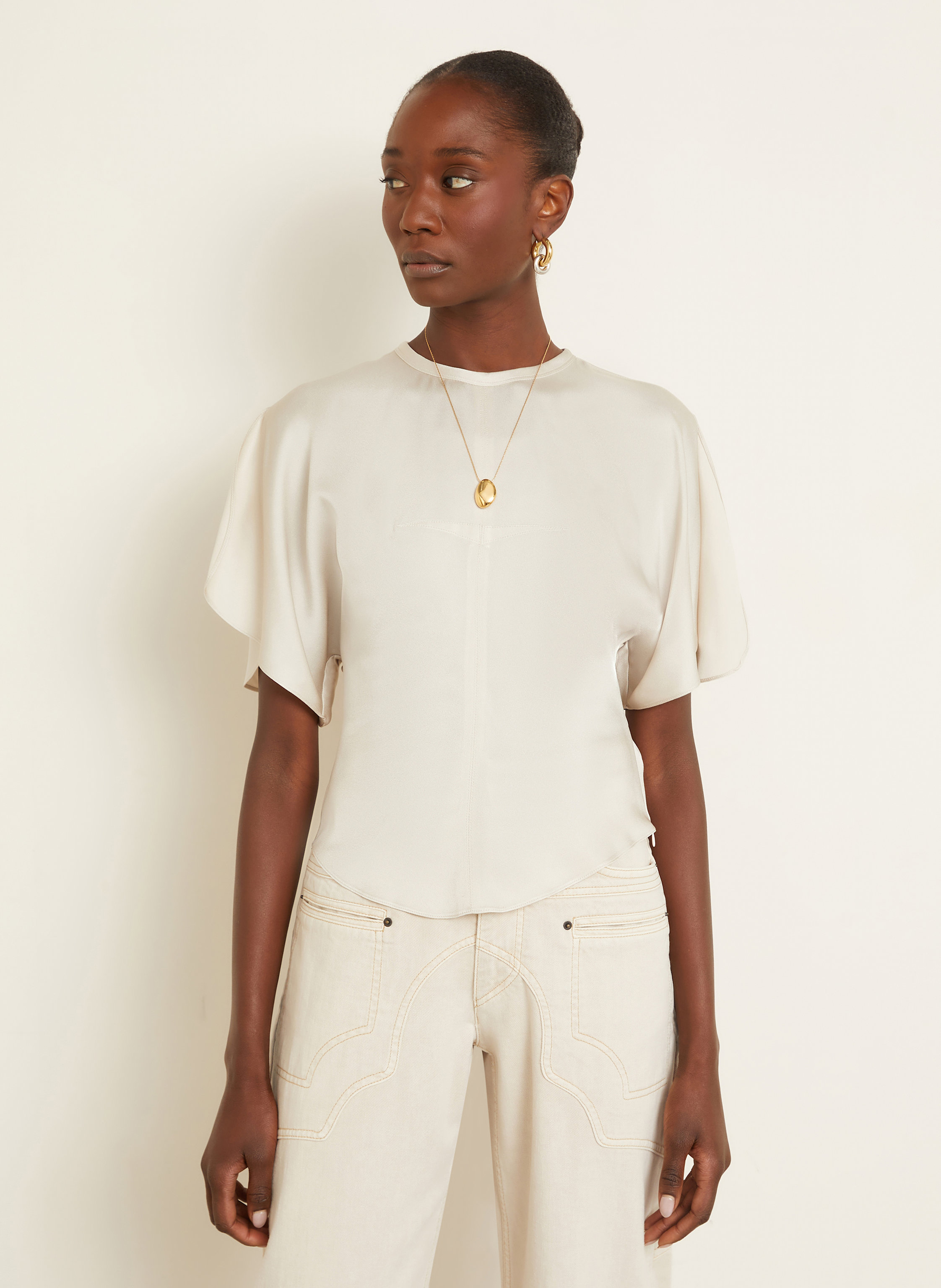 Thumbnail - Isabel Marant Blusenshirt Karlita Aus Satin weiss