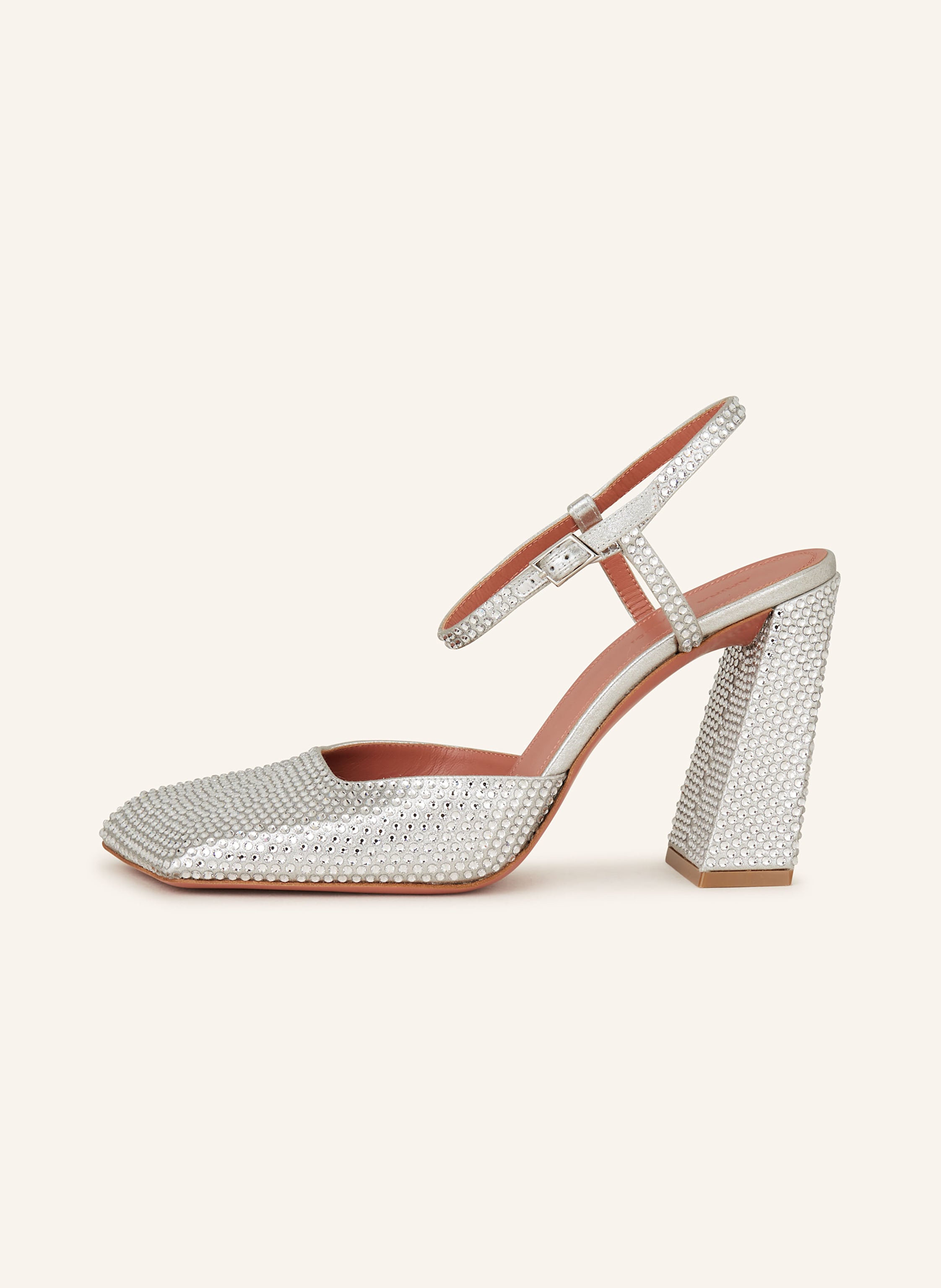 Thumbnail - Amina Muaddi Slingpumps Charlotte Mit Schmucksteinen silber