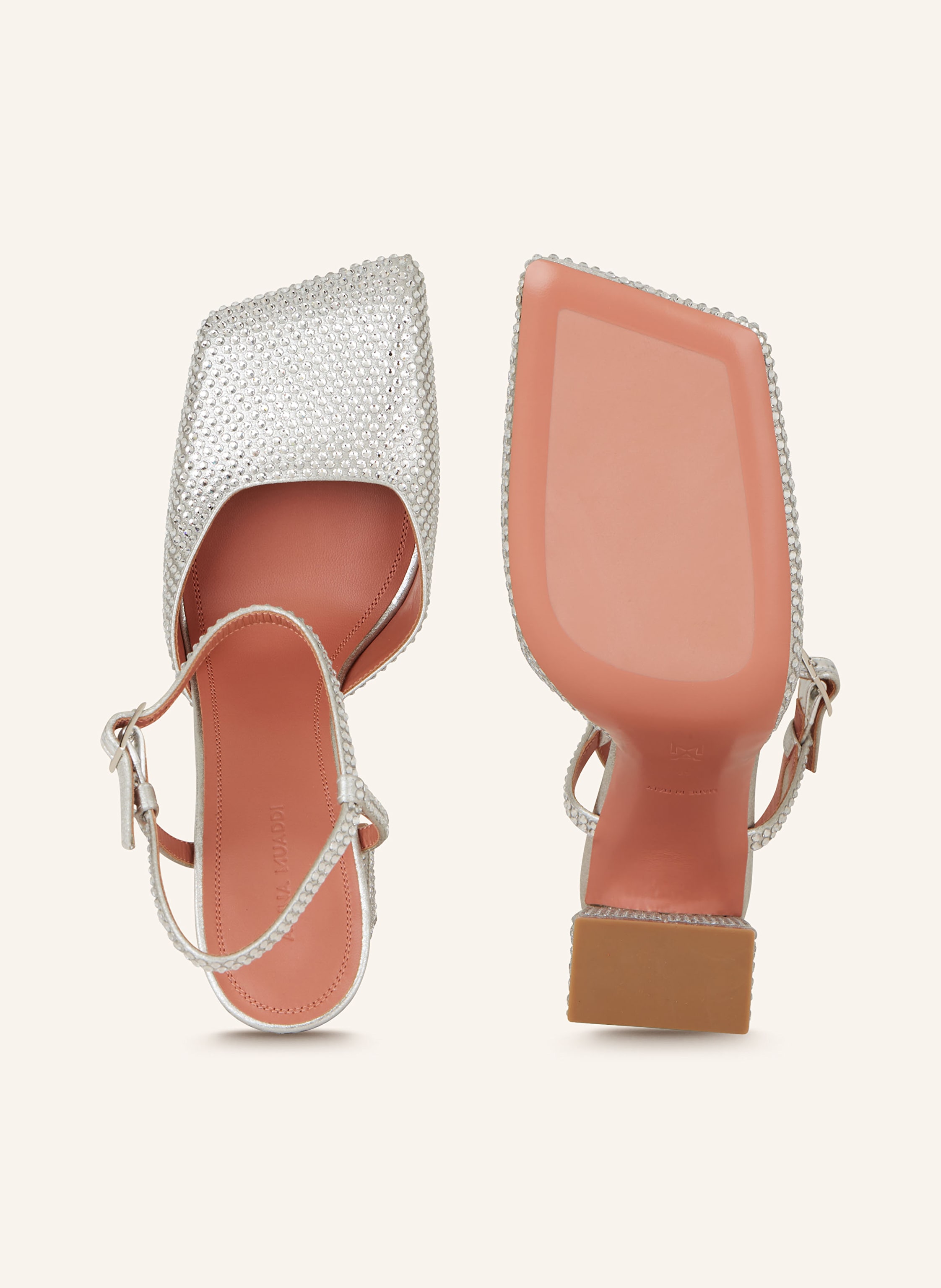 Thumbnail - Amina Muaddi Slingpumps Charlotte Mit Schmucksteinen silber