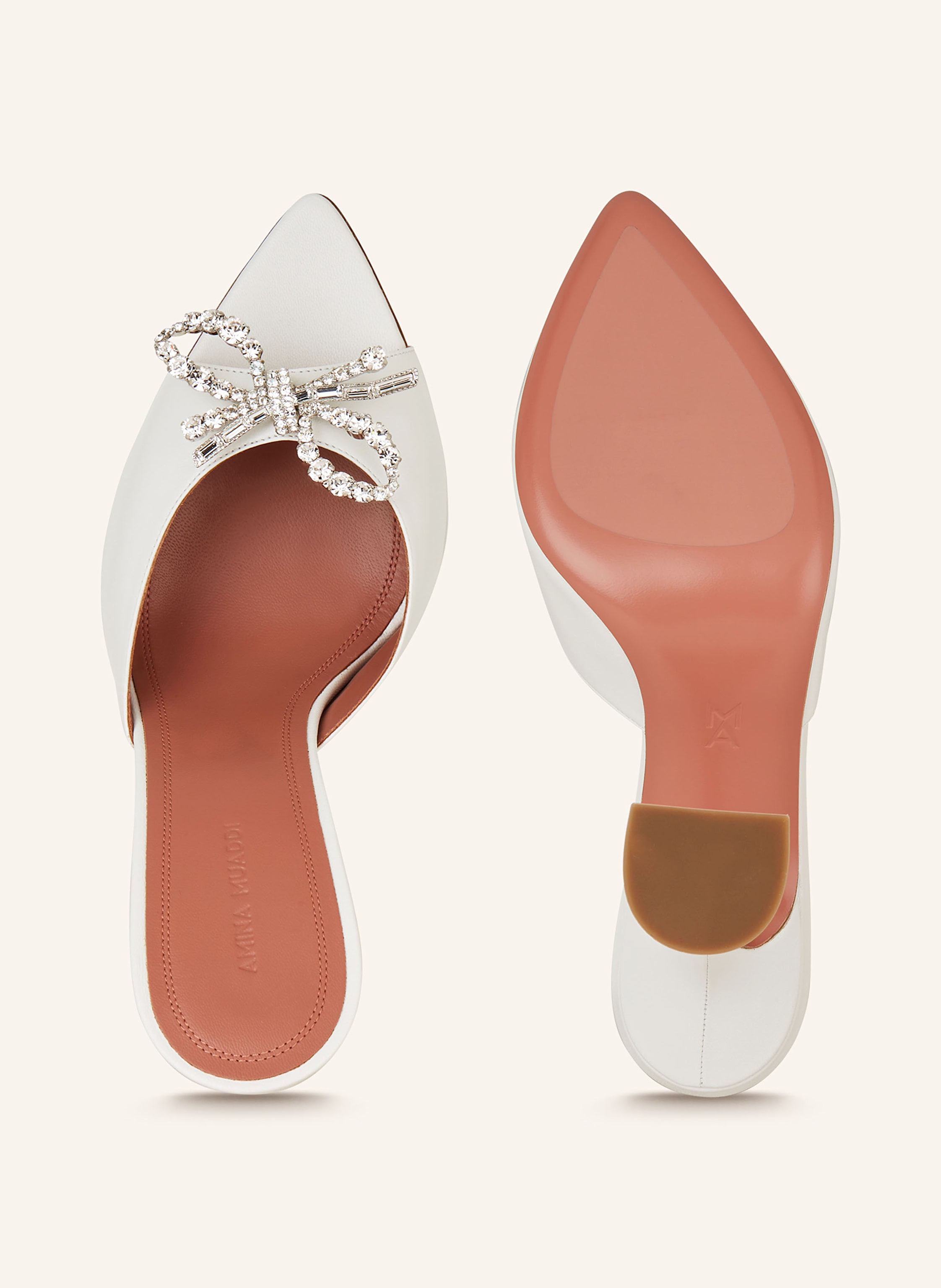 Thumbnail - Amina Muaddi Mules Rosie Mit Schmucksteinen weiss