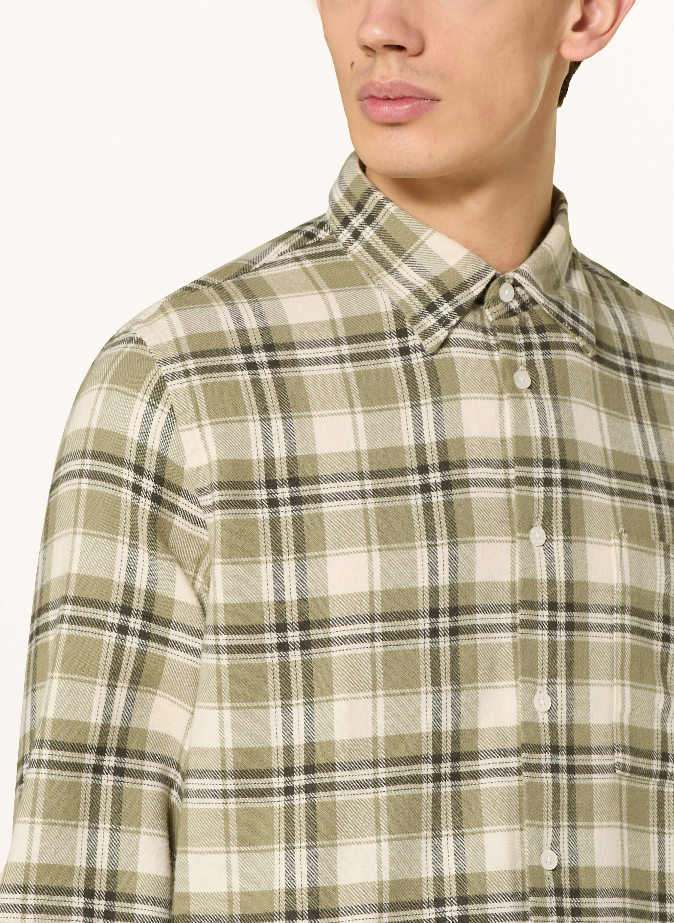 Thumbnail - Nn.07 Flanellhemd Arne Slim Fit gruen