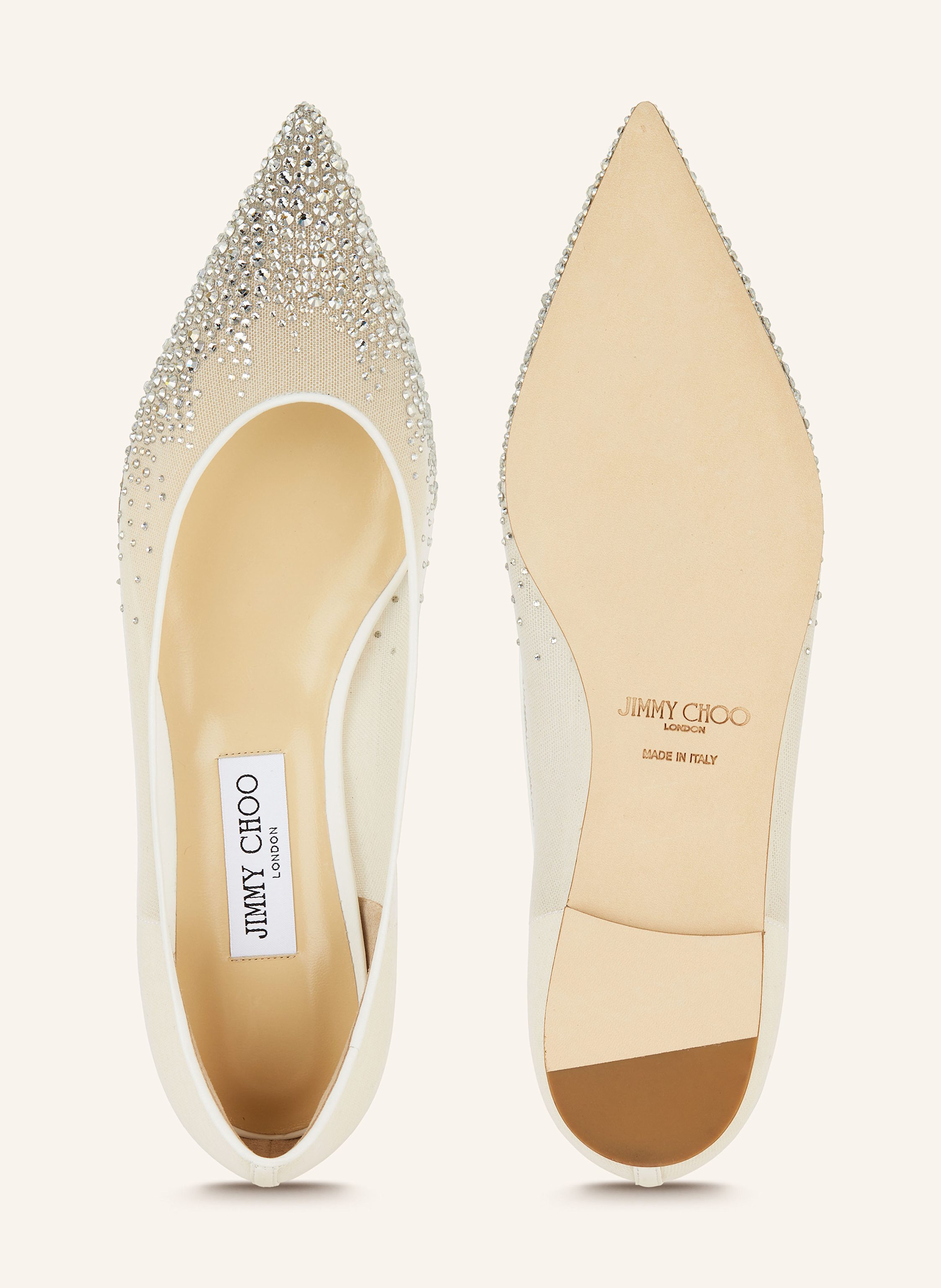 Thumbnail - Jimmy Choo Ballerinas Mit Schmucksteinen weiss
