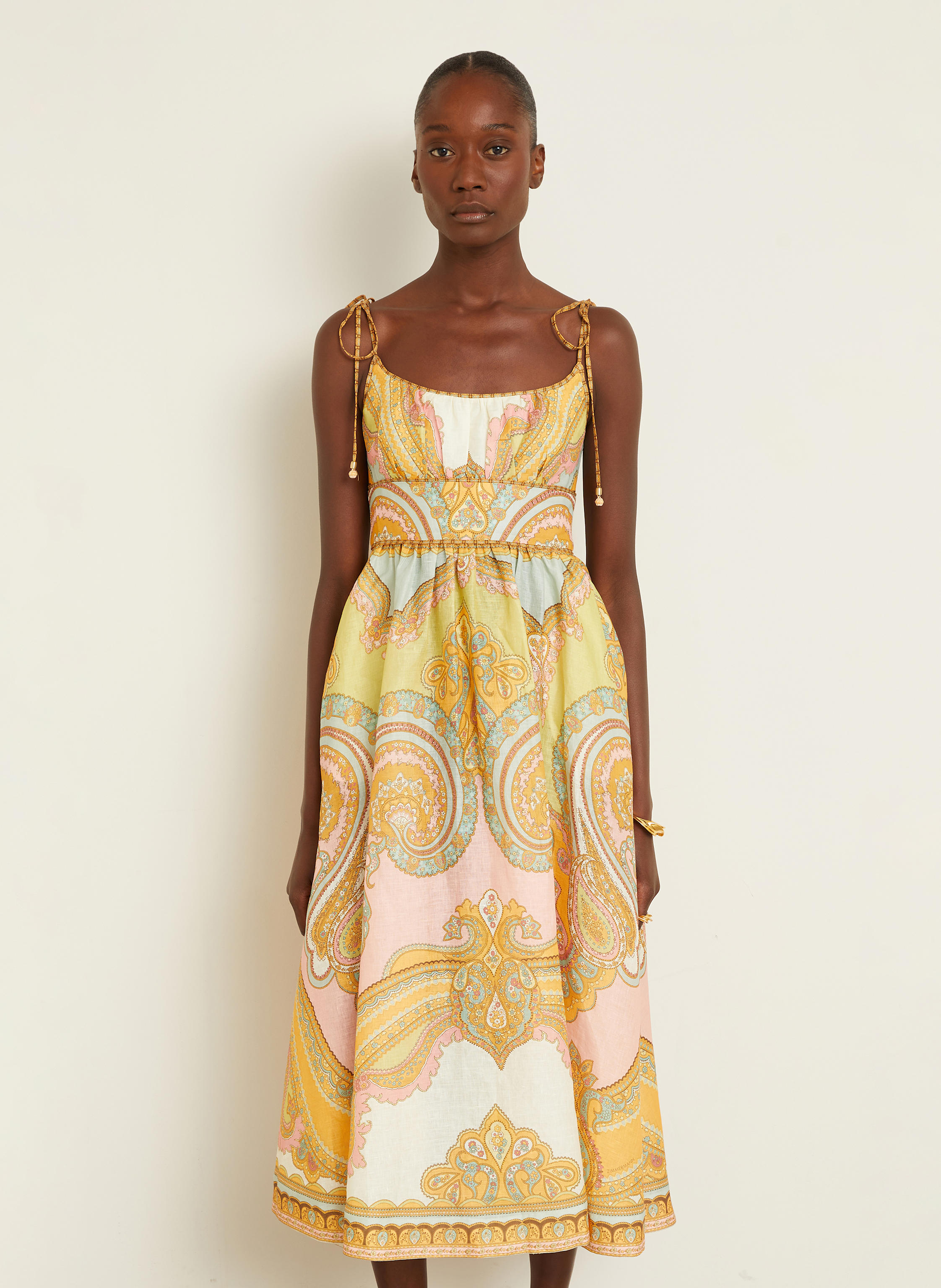 Thumbnail - Zimmermann Leinenkleid Maxine gold