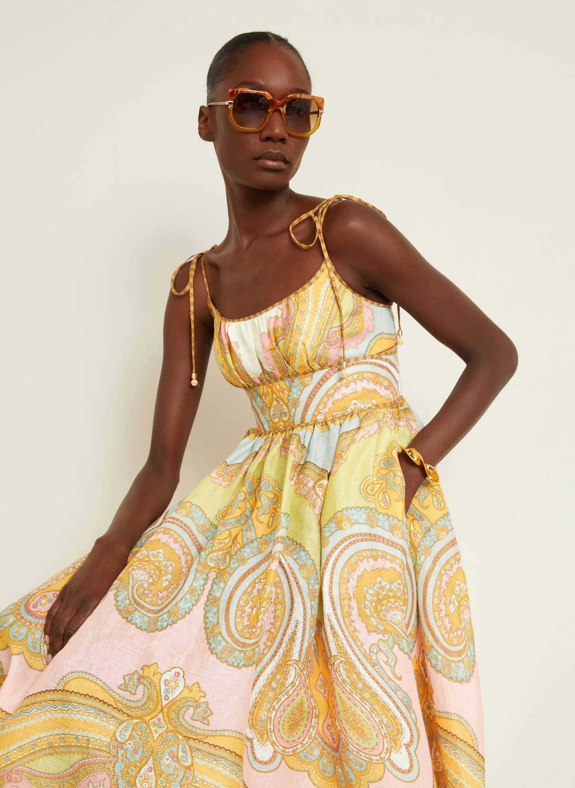 Thumbnail - Zimmermann Leinenkleid Maxine gold