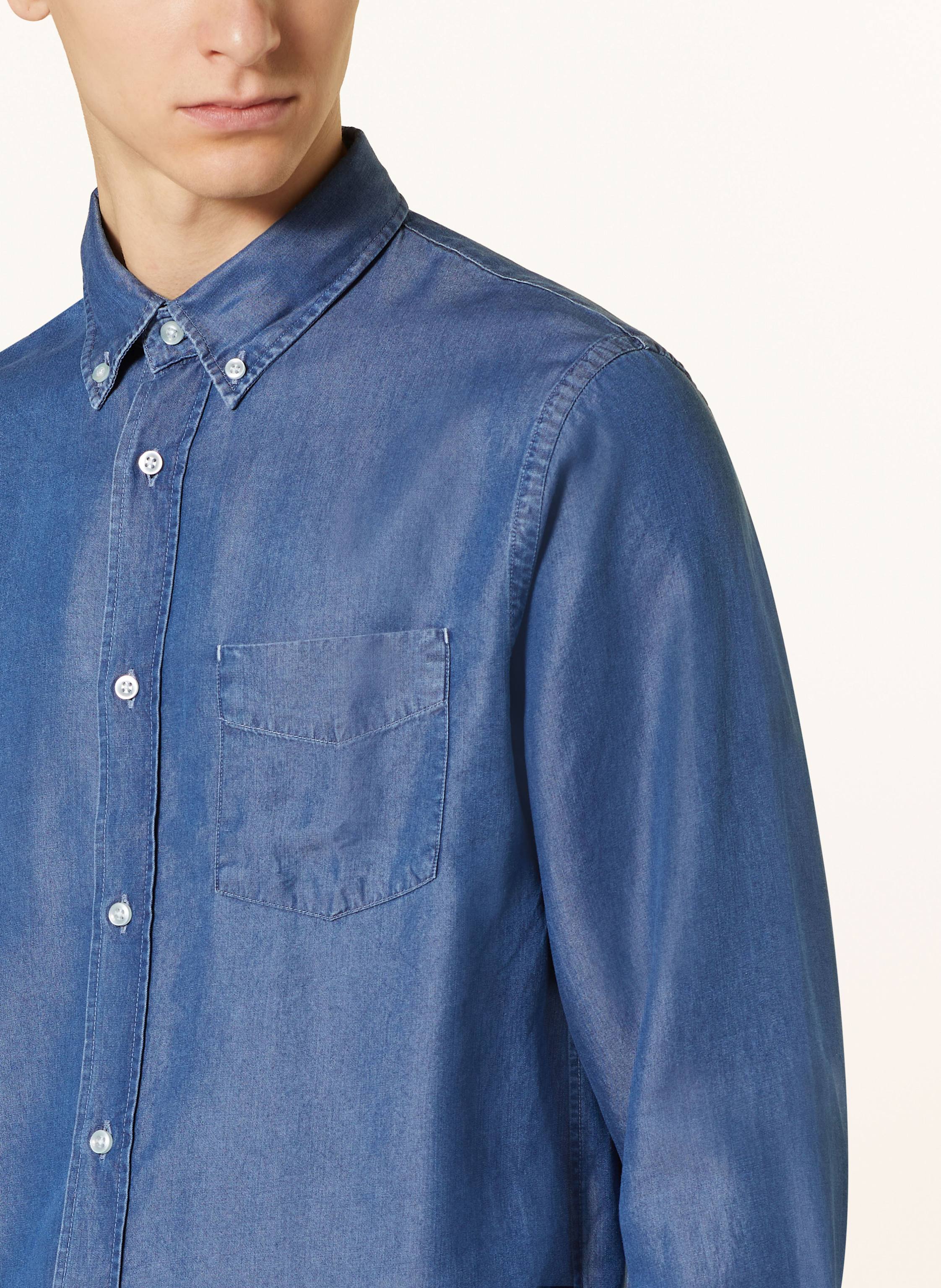 Thumbnail - Officine Générale Hemd Bart Regular Fit In Jeansoptik blau