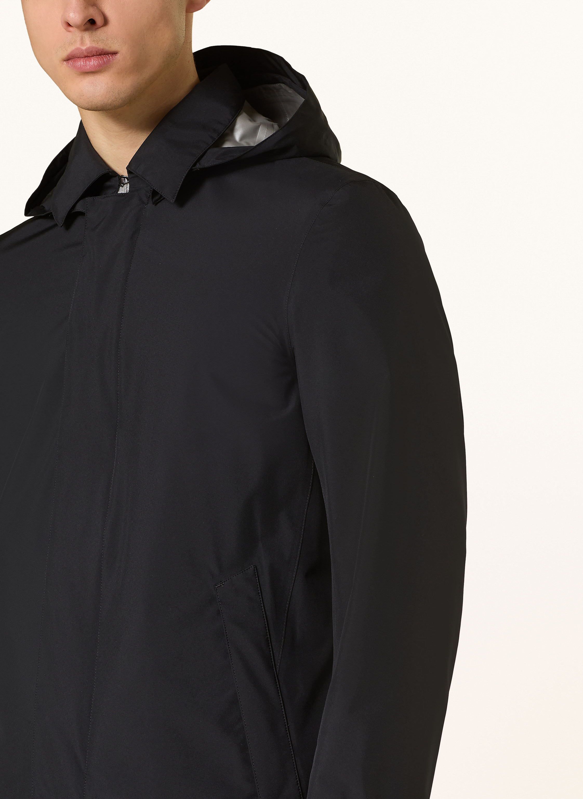 Thumbnail - Herno Mantel Mit Abnehmbarer Kapuze schwarz