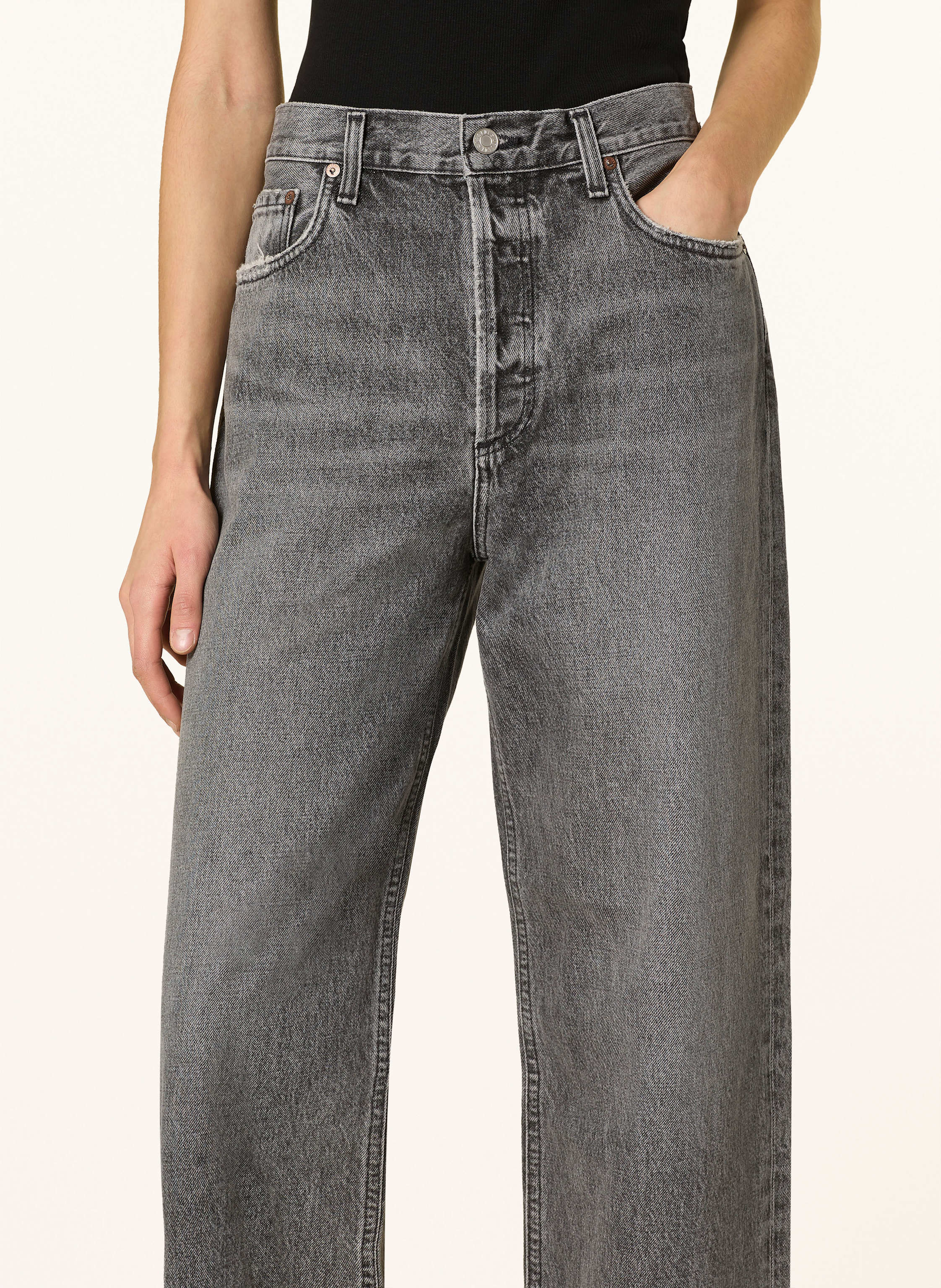 Thumbnail - Agolde Straight Jeans Low Slung Baggy grau