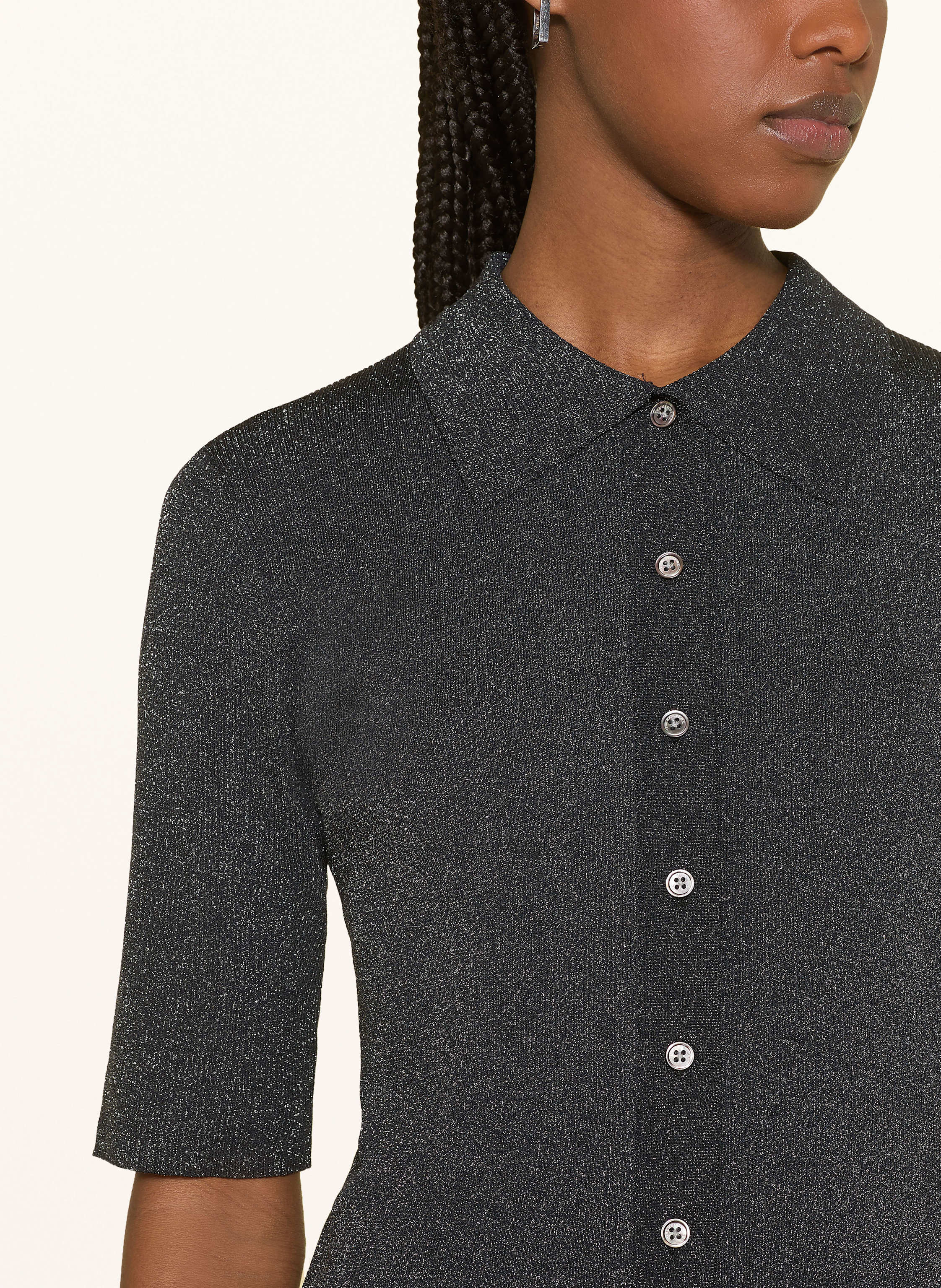 Thumbnail - (The Mercer) N.Y. Strickjacke Mit Glitzergarn grau
