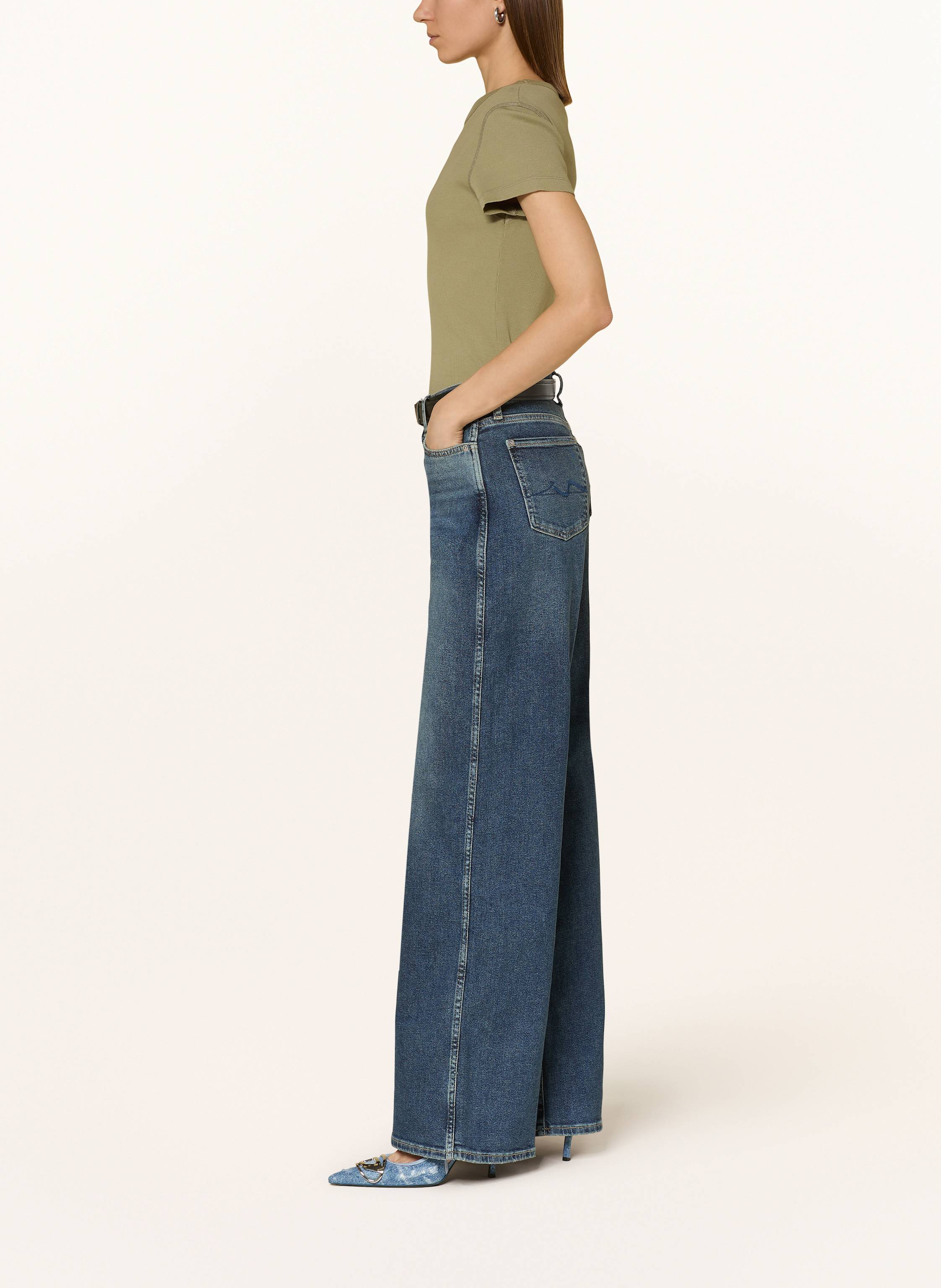 Thumbnail - 7 For All Mankind Flared Jeans Lotta Bay blau