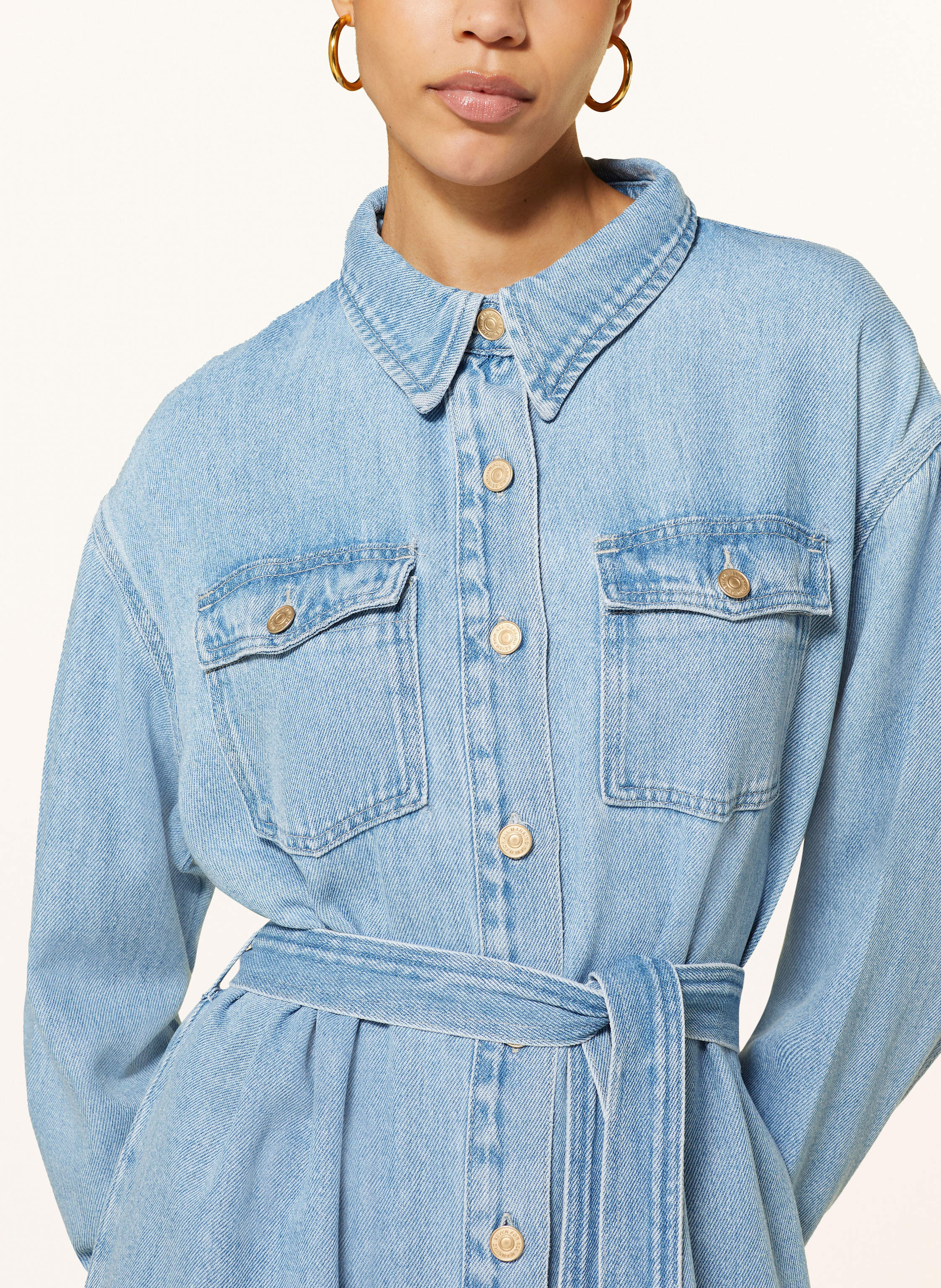Thumbnail - 7 For All Mankind Hemdblusenkleid In Jeansoptik blau