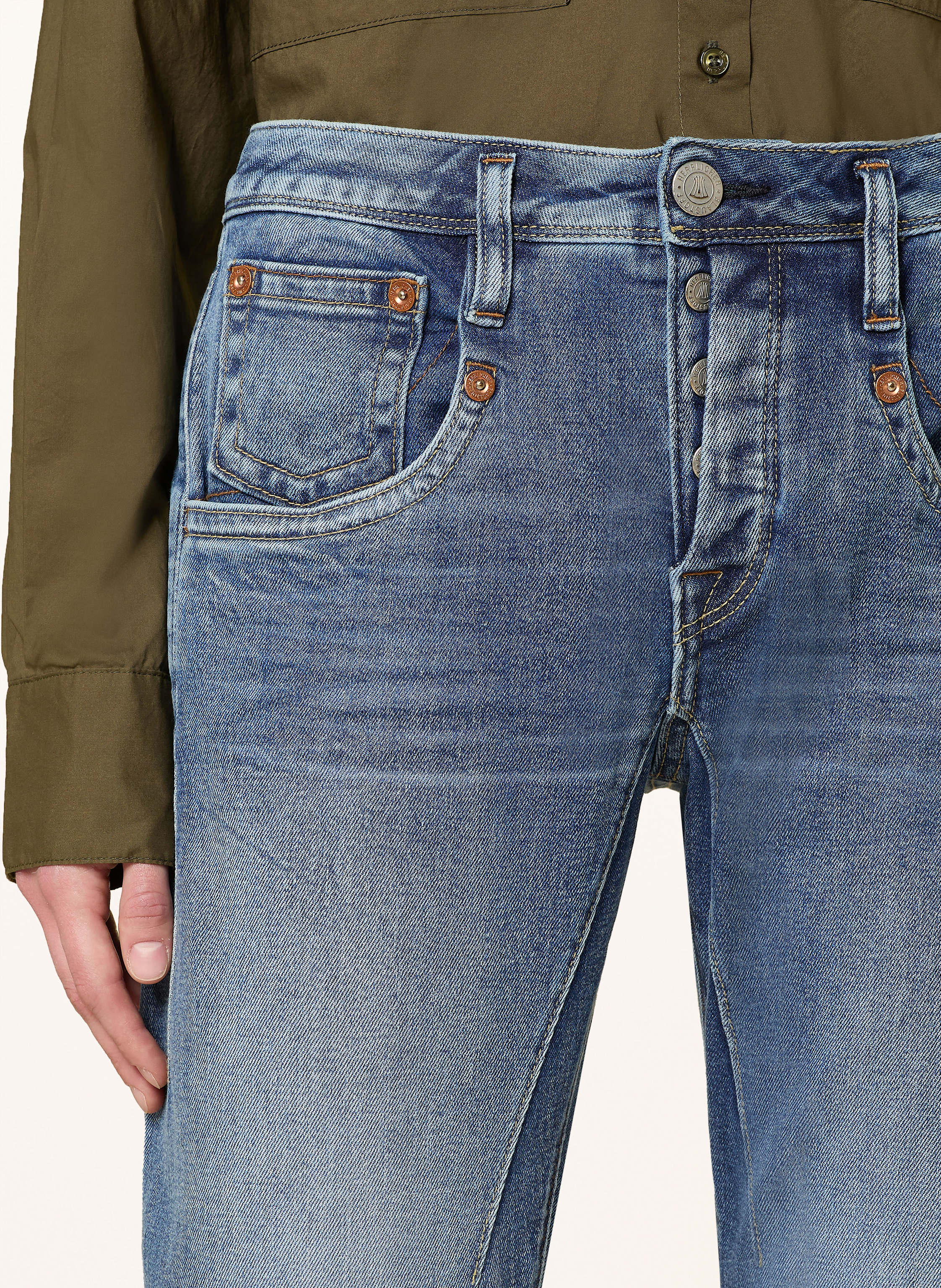 Thumbnail - Herrlicher Skinny Jeans Shyra Cropped blau