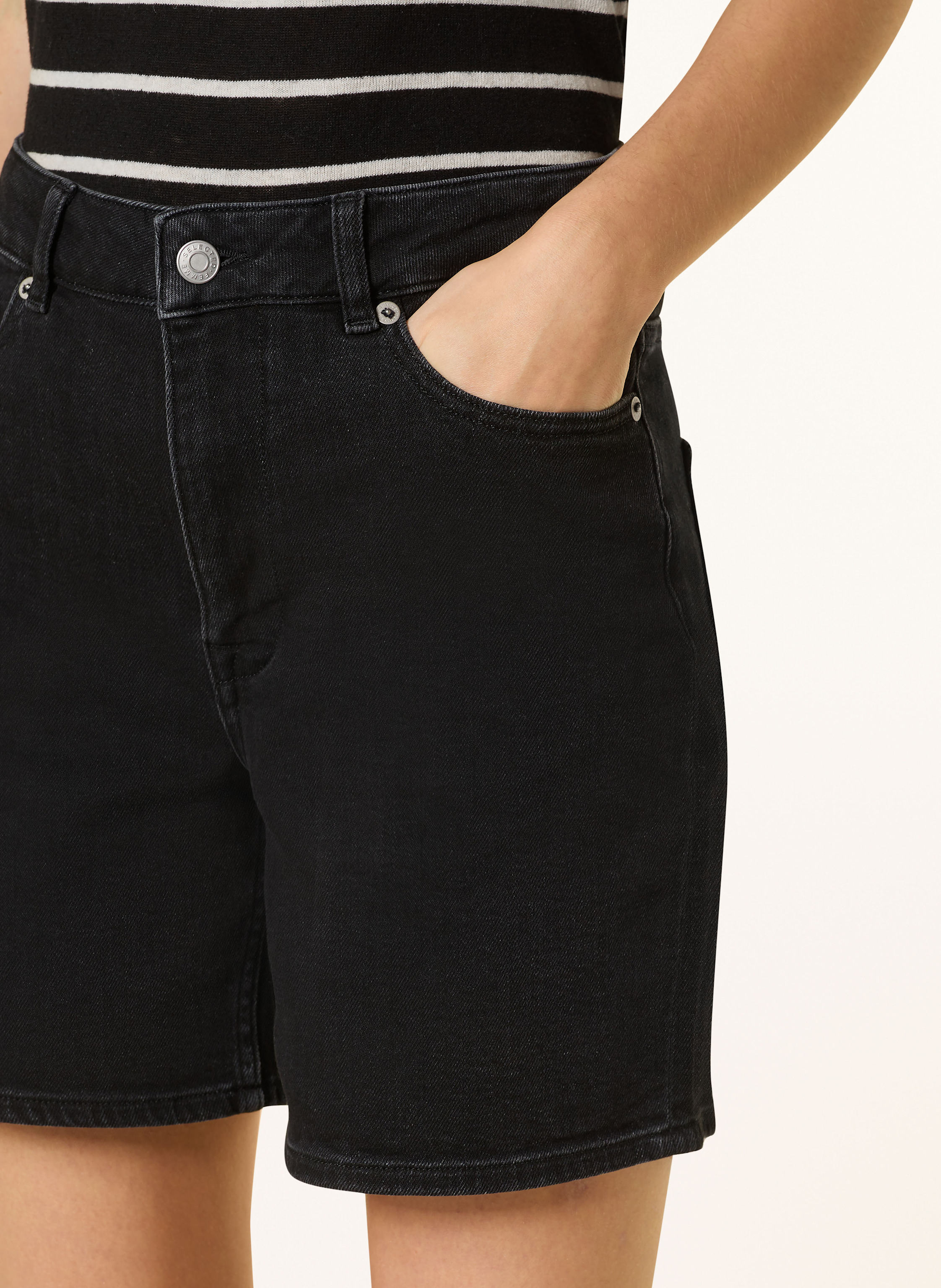 Thumbnail - Selected Femme Jeansshorts schwarz