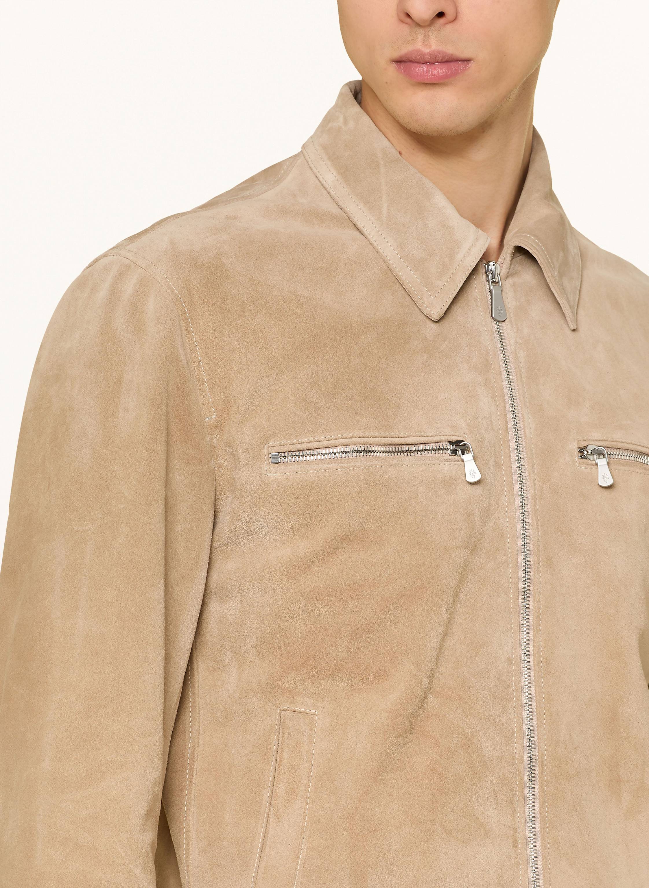 Thumbnail - Eleventy Lederjacke beige