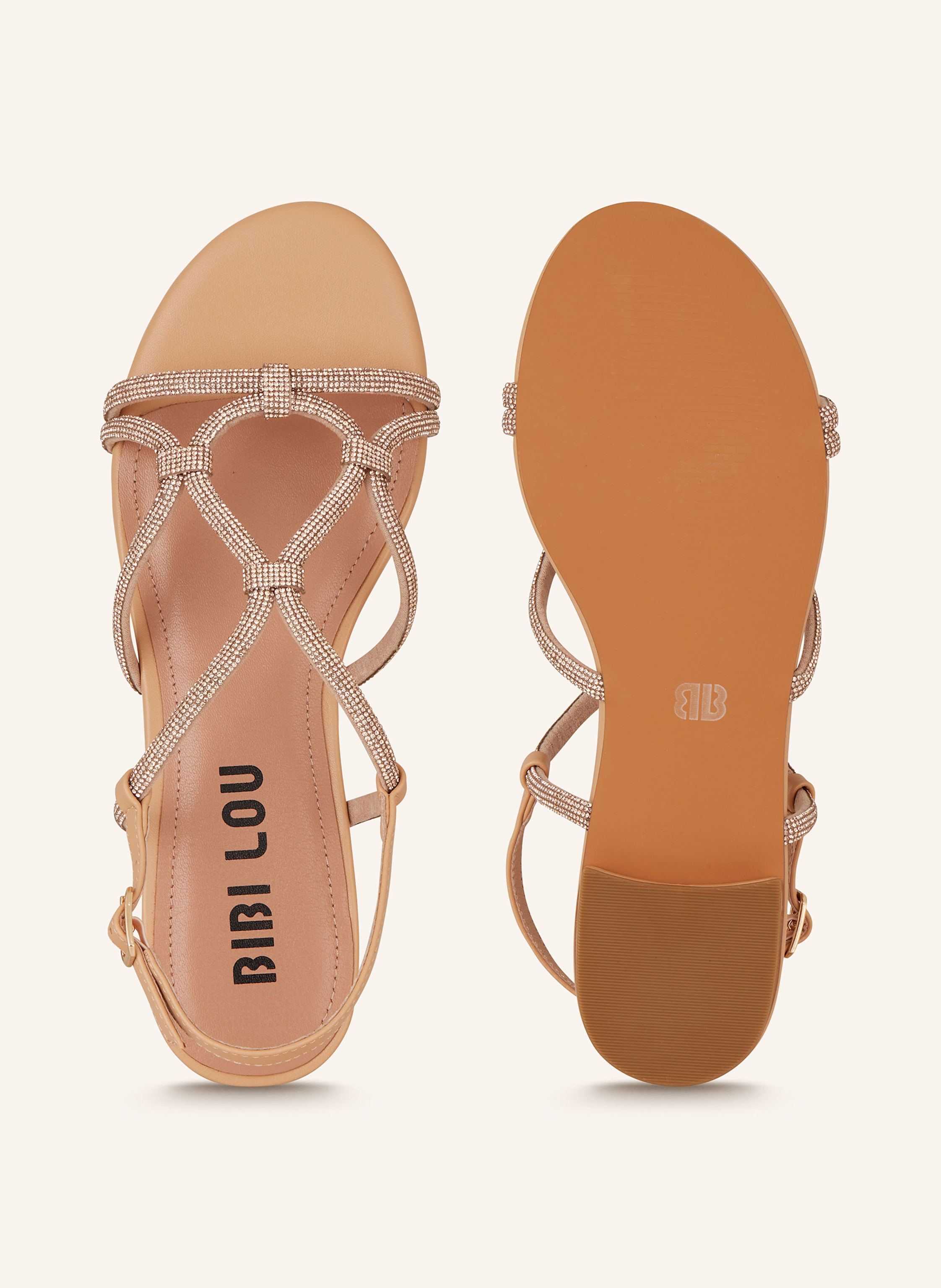 Thumbnail - Bibi Lou Sandalen Mit Schmucksteinbesatz beige